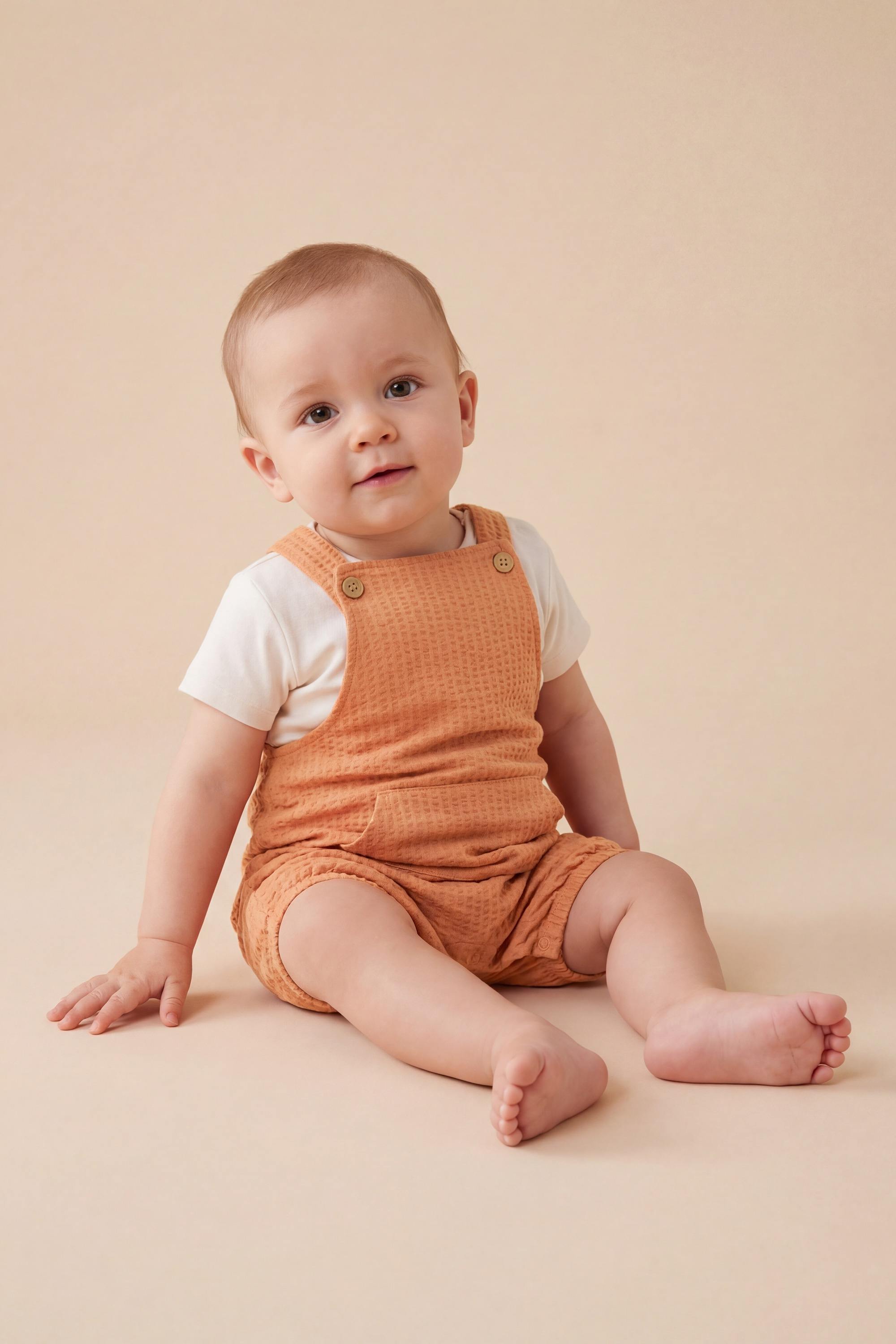 Mothercare Newborn Boys Savanna Summer Short Sleeves Dungaree Set - Orange