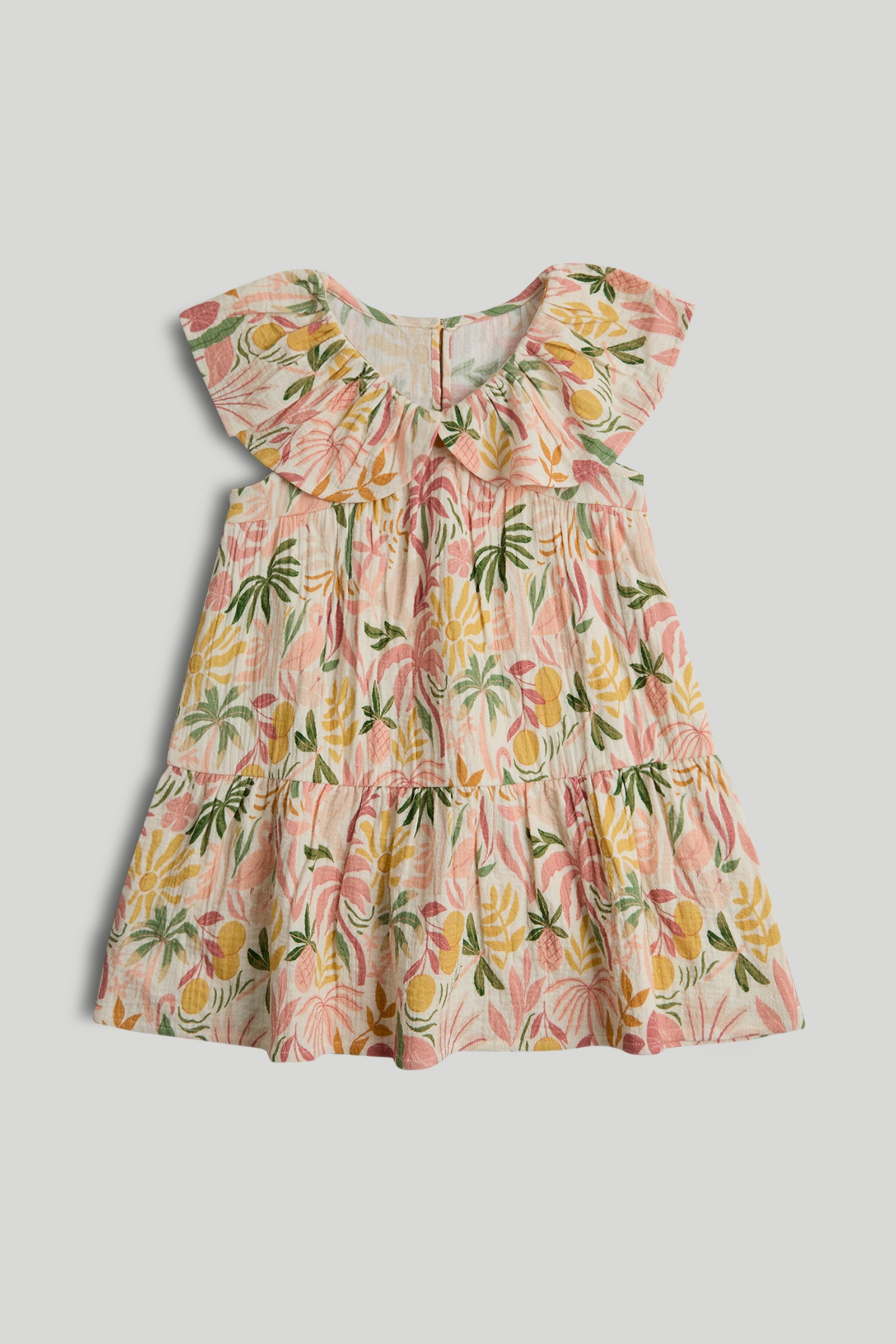 Mothercare Junior Girls Floral Fancy Printed Short Sleeves Dress - Multi