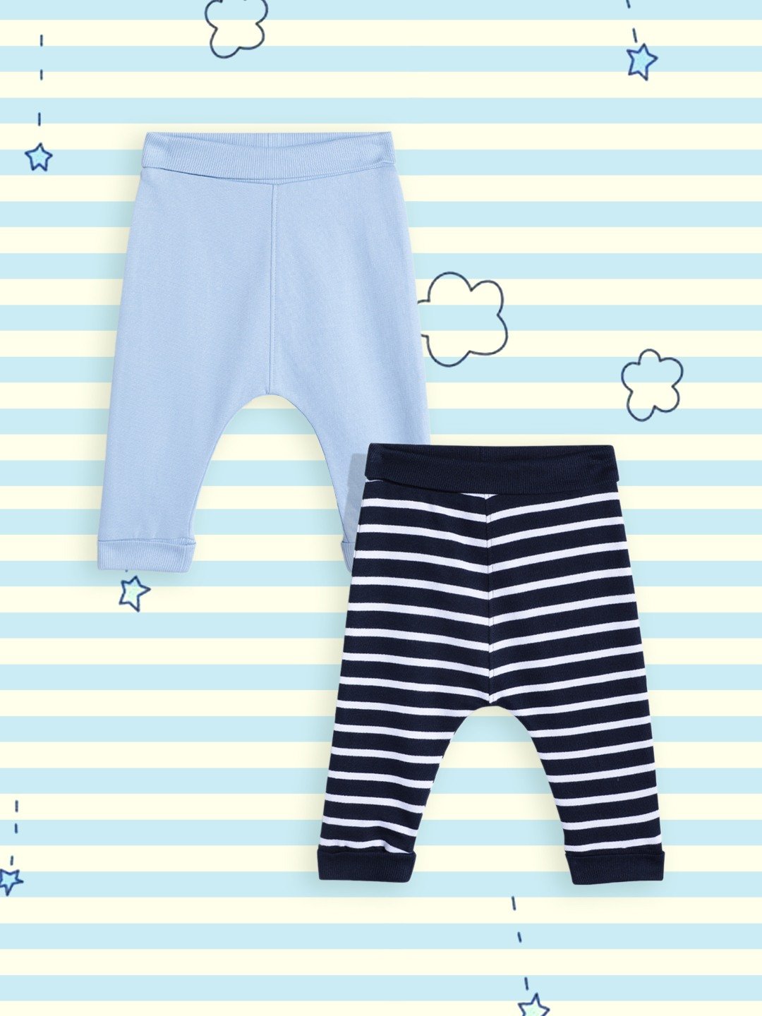 Mothercare Boys Folded Waistband Joggers - Pack of 2 - Navy