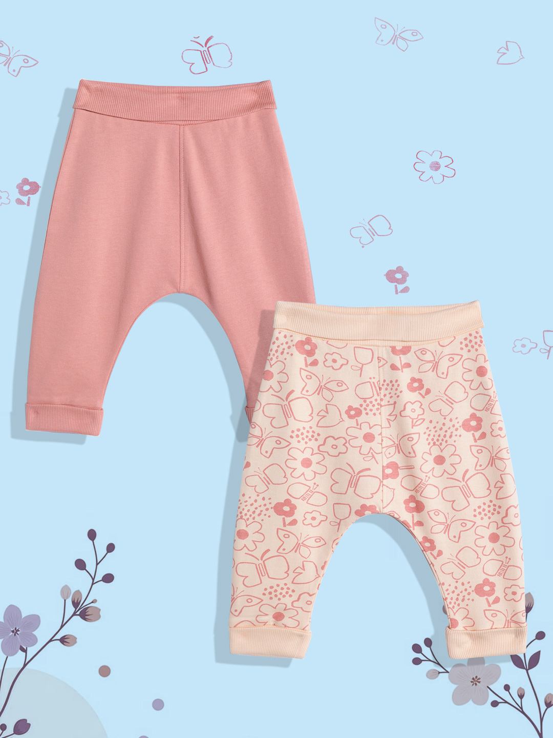 Mothercare Girls Folded Waistband Joggers - Pack of 2 - Rust