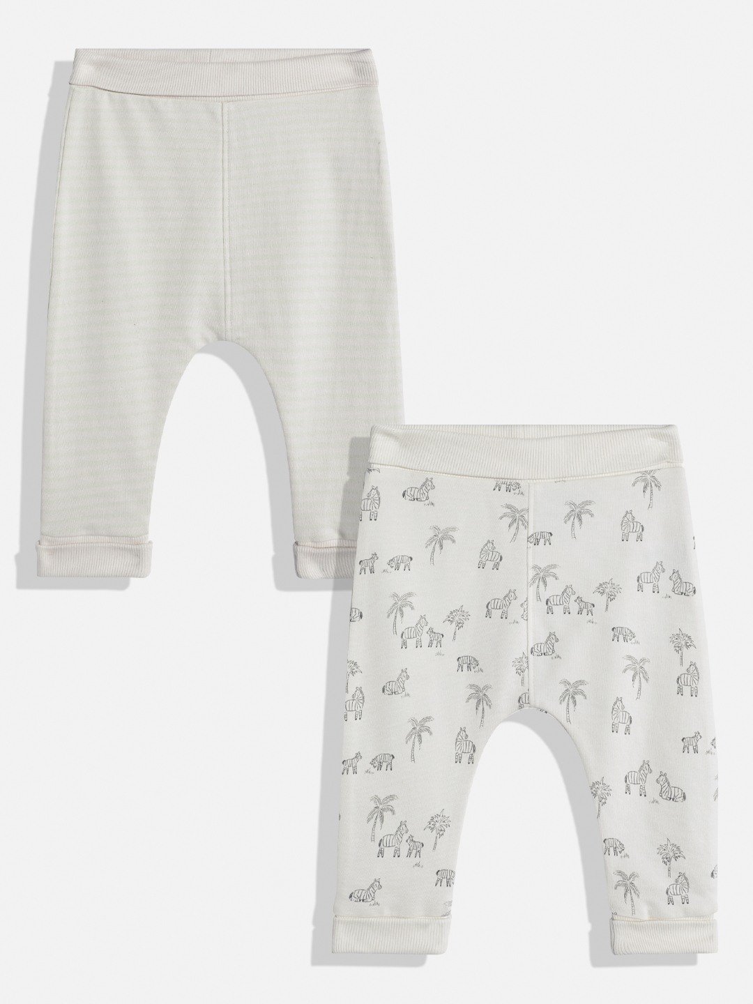 Mothercare Unisex Folded Waistband Joggers - Pack of 2 - Grey