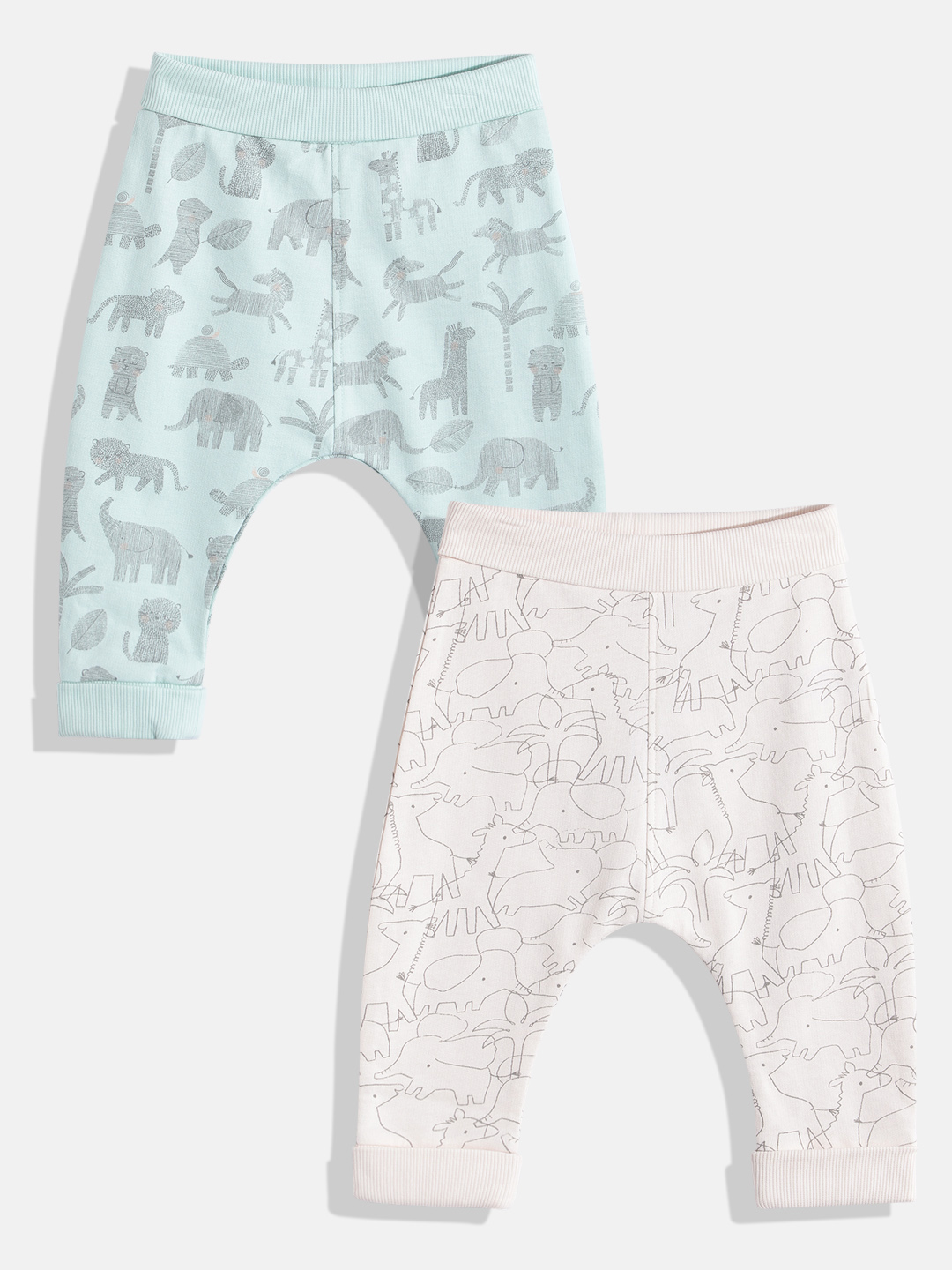 Mothercare Unisex Folded Waistband Joggers - Pack of 2 - Multicolour