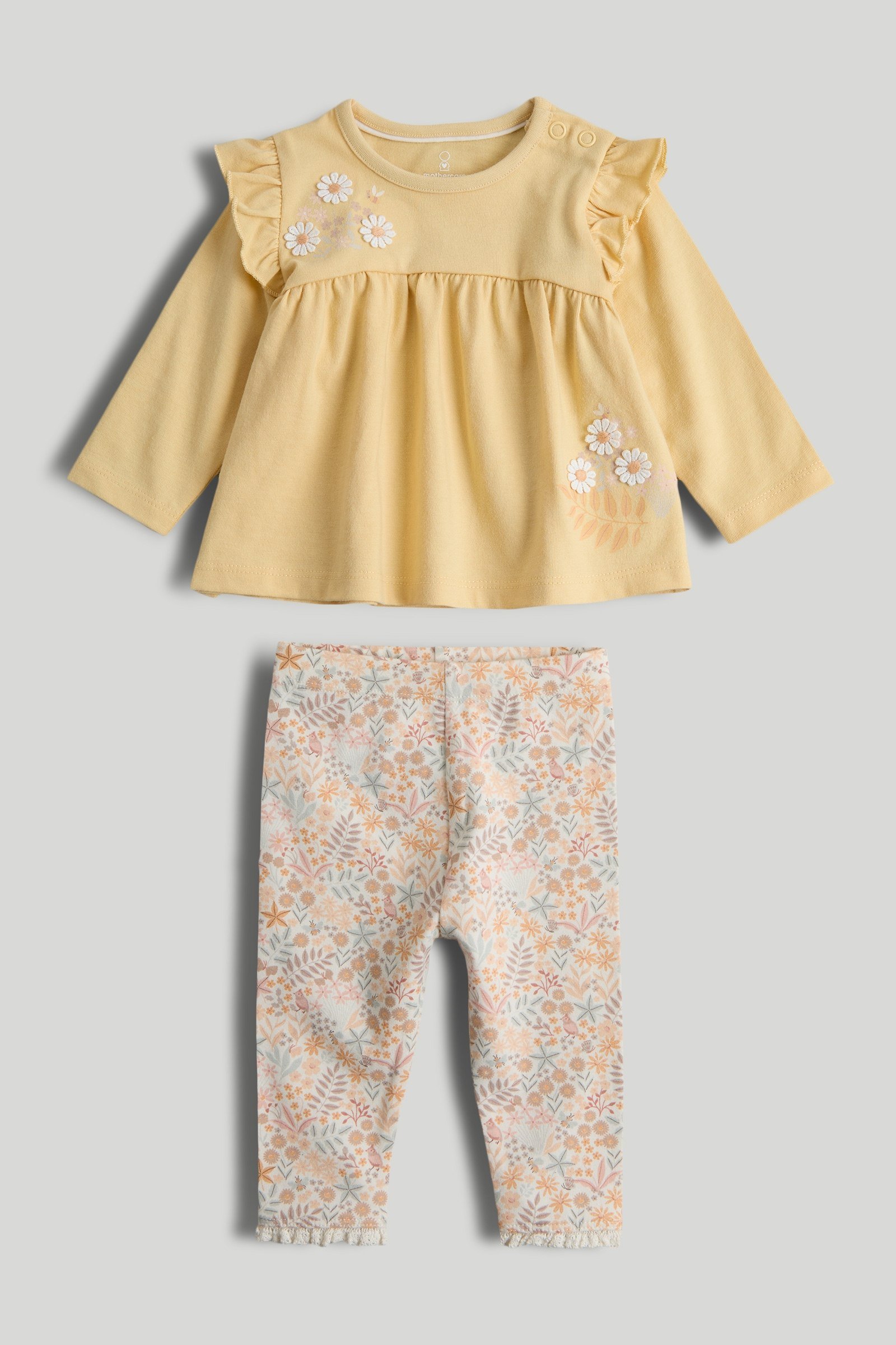 Mothercare Girls Classic Wild Daisy Printed Full Sleeve 2-Piece Top and Legging Set - Multi
