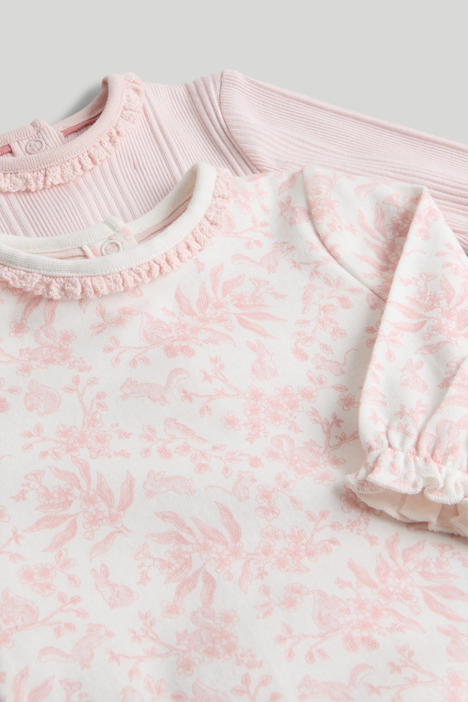 Mothercare Girls Fern Forest Printed Full Sleeve Bodysuit - Pack of 2 - Pink