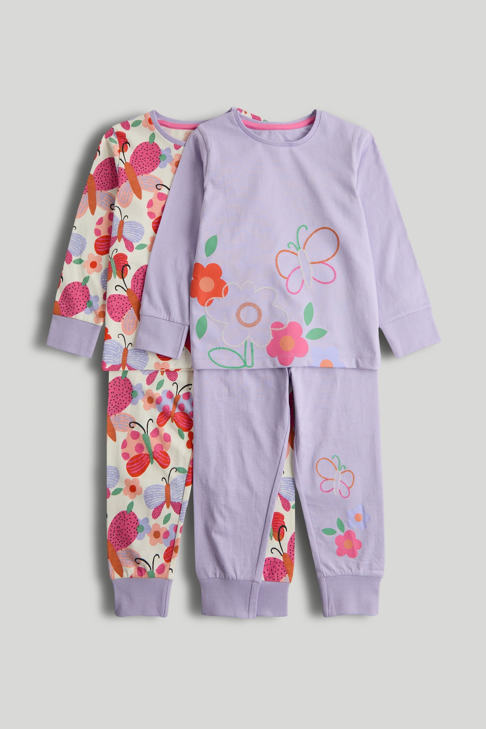 Mothercare Girls Nightwear Full Sleeve 4-Piece T-shirt and Pyjama Set - Multi