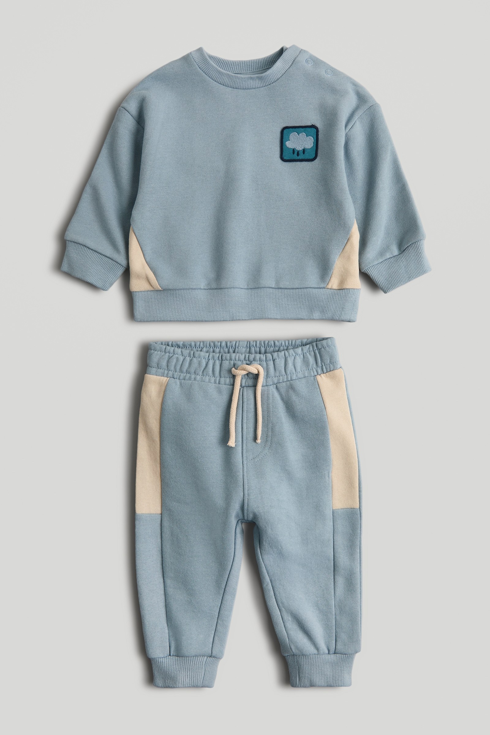 Mothercare Boys Smarter Blues Full Sleeve 2-Piece Sweatshirt and Jogger Set - Blue