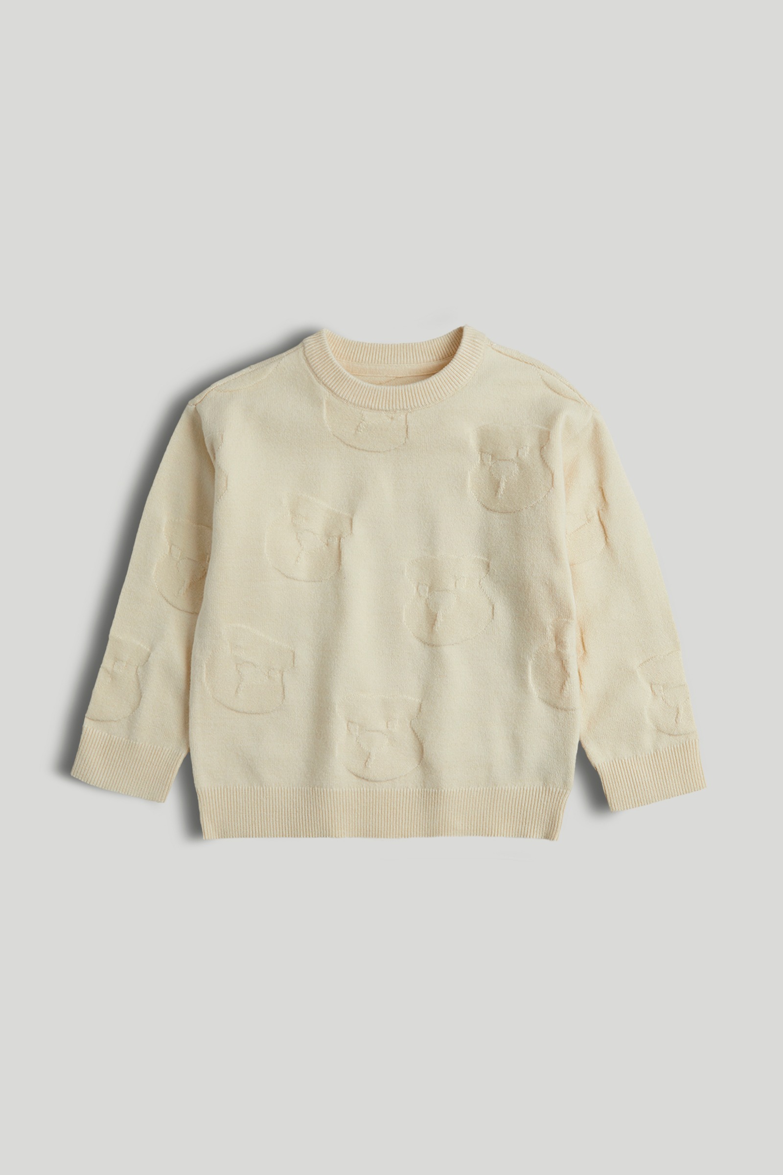 Mothercare Boys Cosy Bear Printed Full Sleeve Jumper - Cream