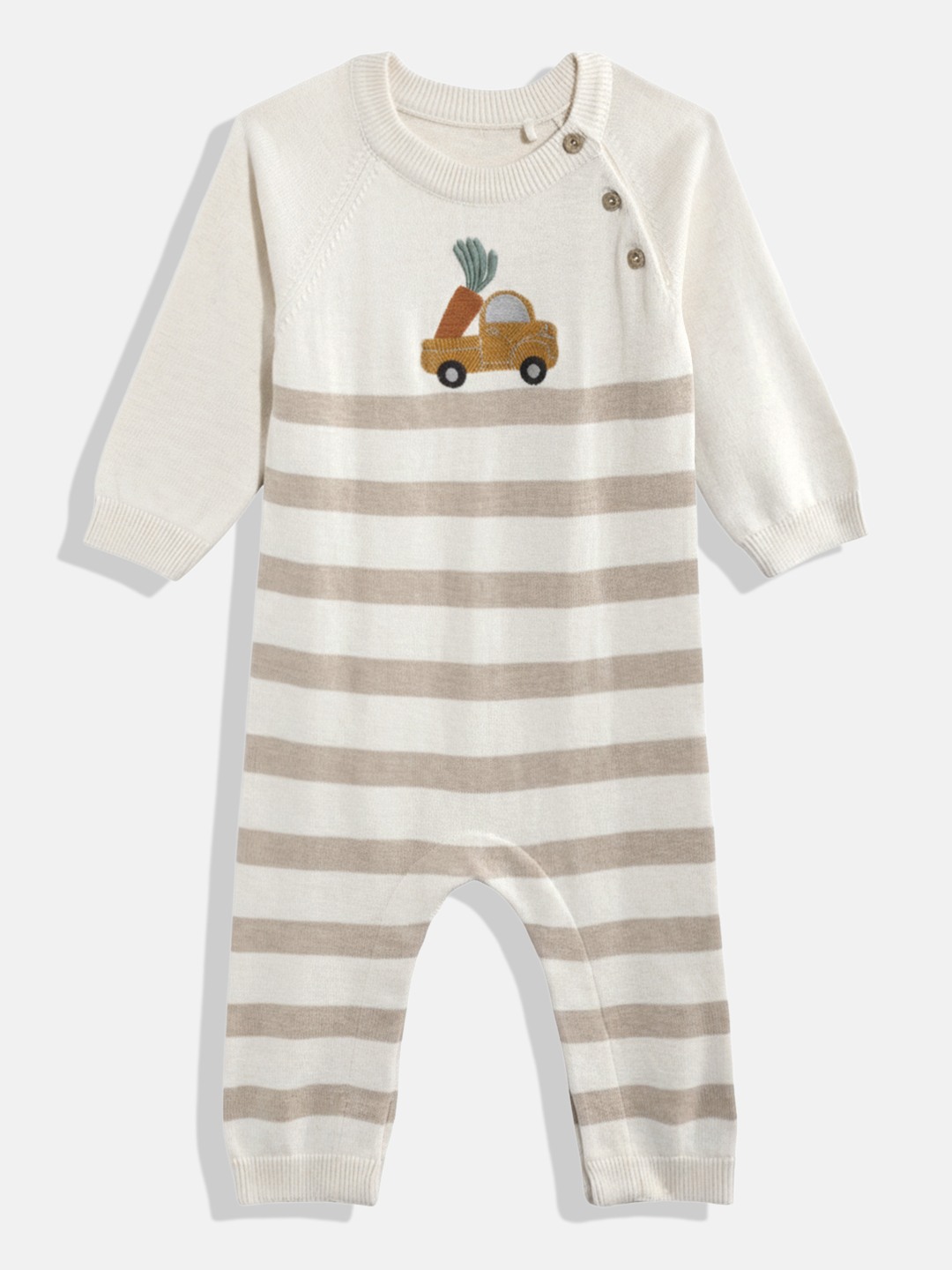 Mothercare Unisex Classic Printed Full Sleeves Sweater - Off white