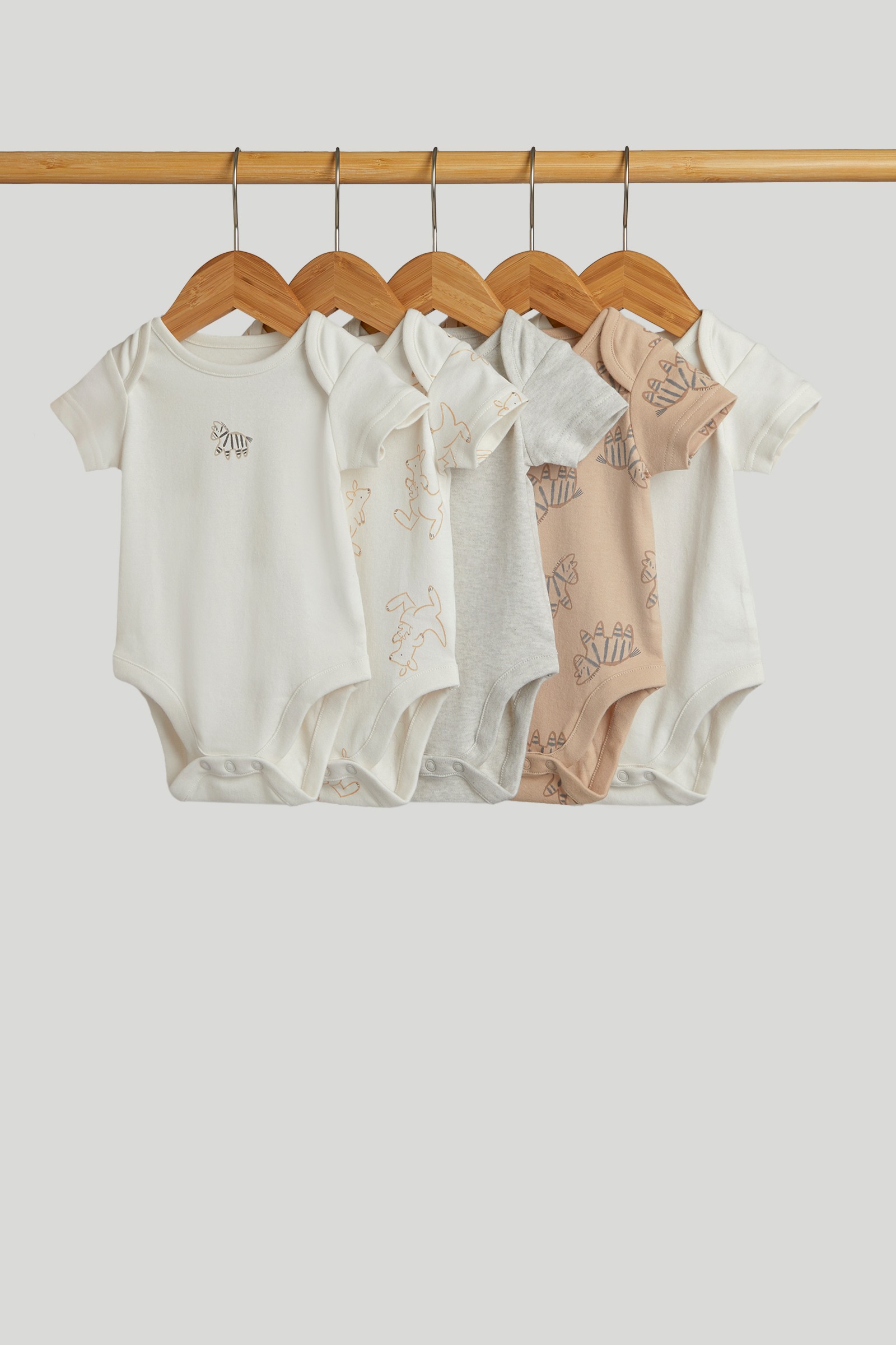 Mothercare Baby Unisex Printed Short Sleeves Bodysuit - Pack of 5 - Multi