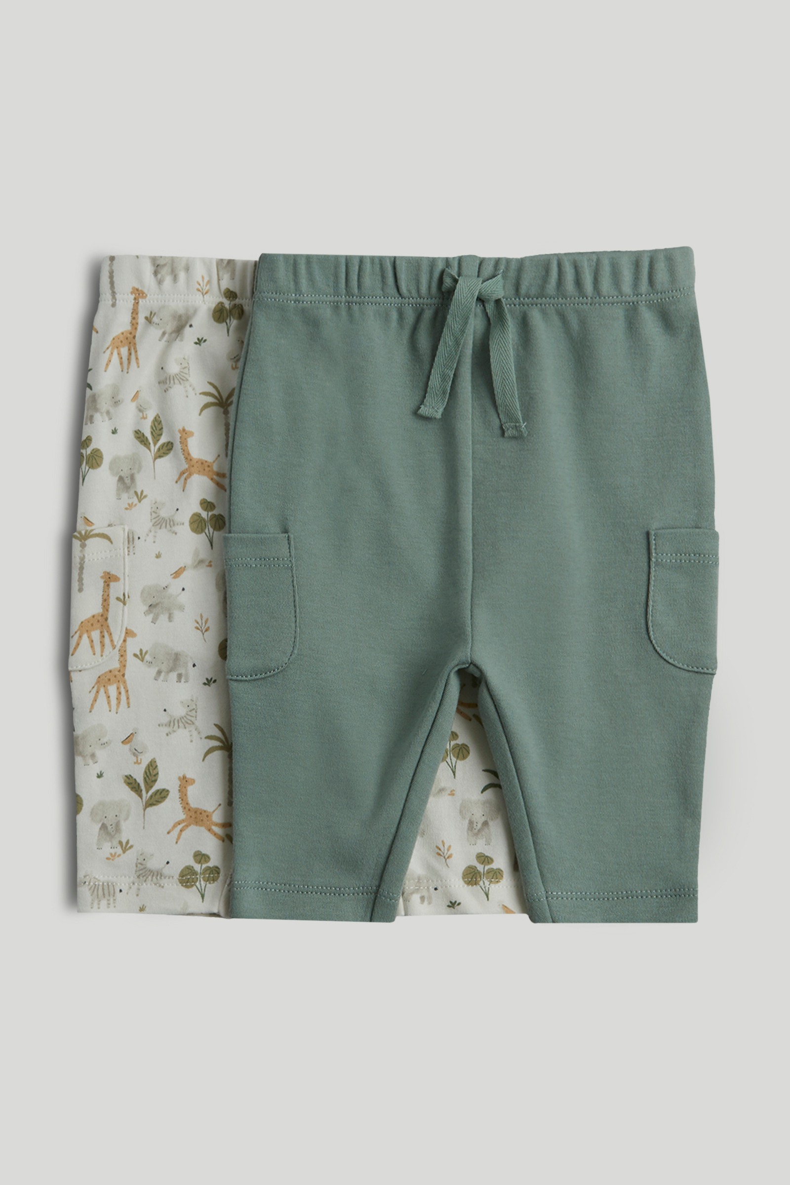 Mothercare Newborn Boys Sage Safari Printed Joggers - Pack of 2 - Multi