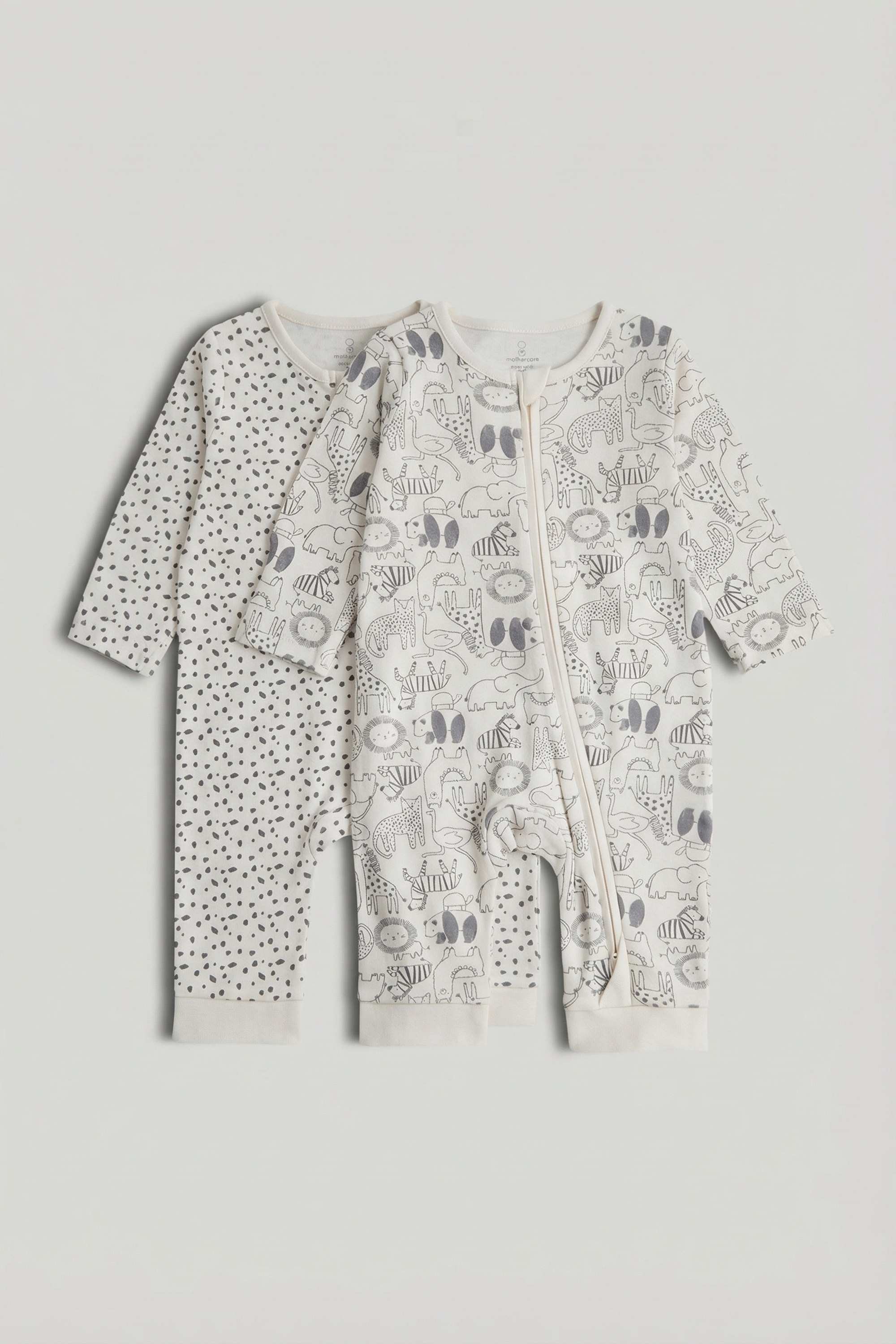 Mothercare Baby Unisex Printed Full Sleeves Sleepsuit - Pack of 2 - Multi