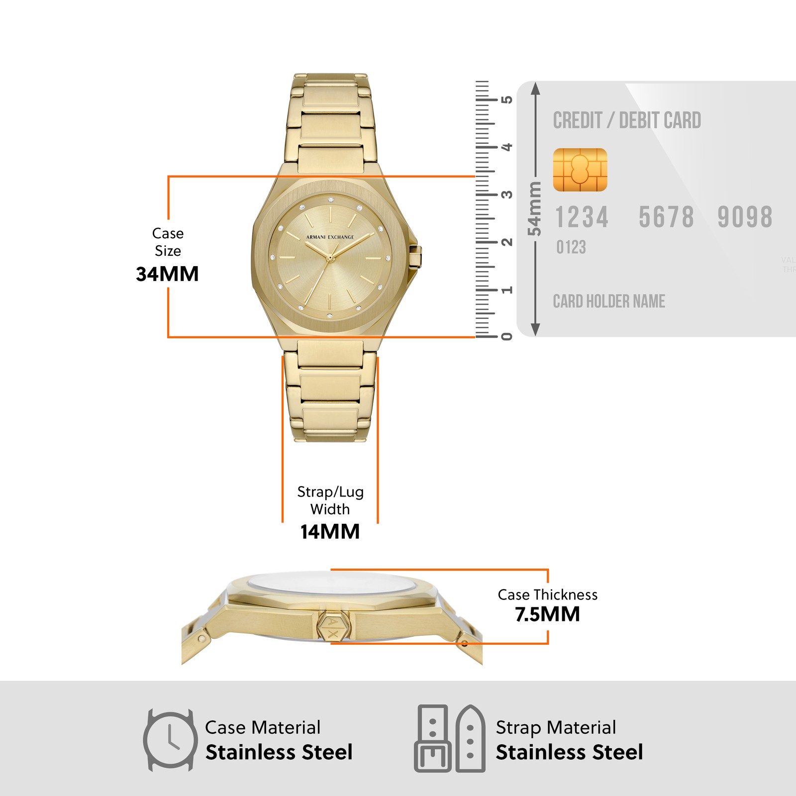 Armani Exchange Gold Watch AX4608