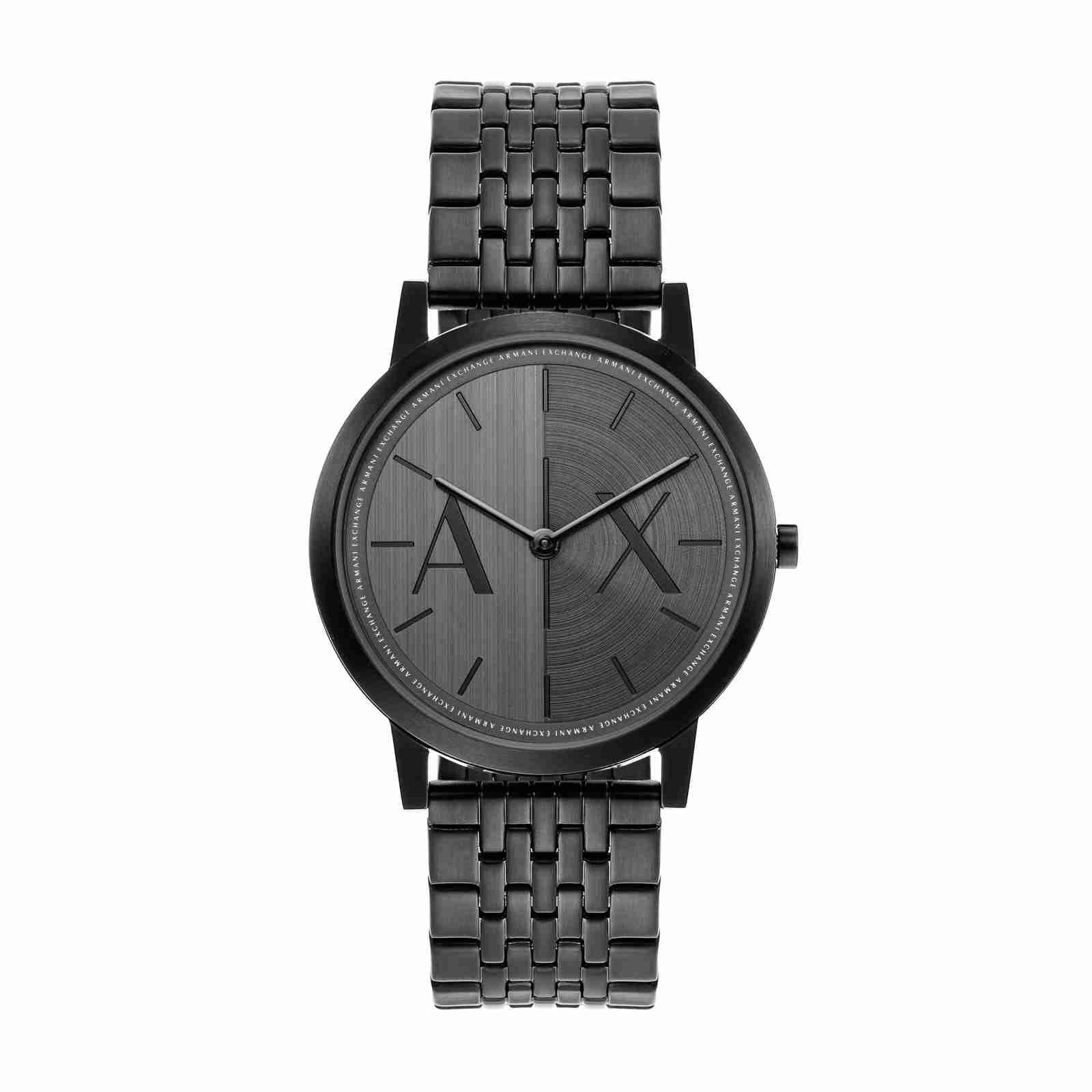 Three-Hand Date Black Leather Watch | EMPORIO ARMANI Man