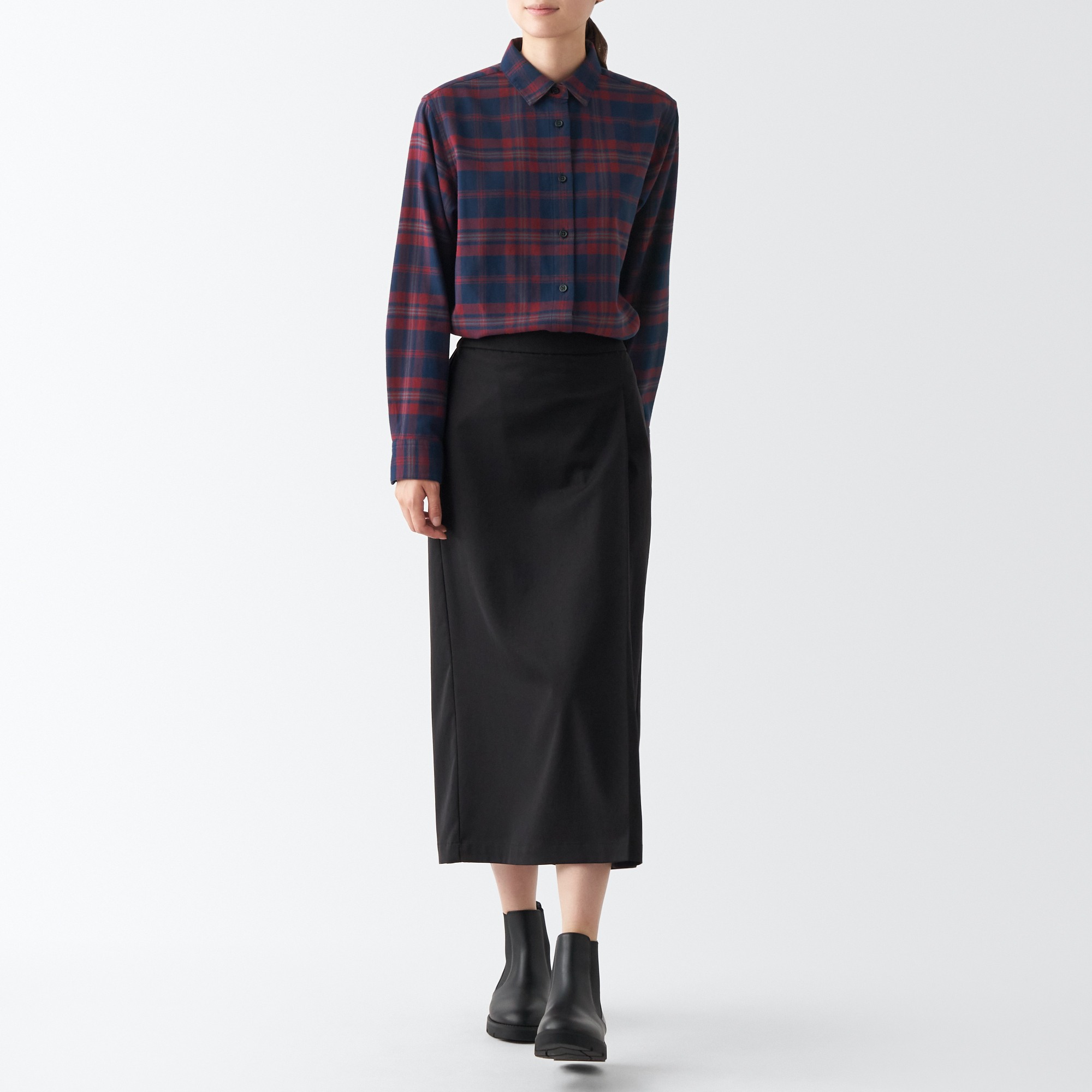 Double-brushed flannel Regular collar Long Sleeve shirt