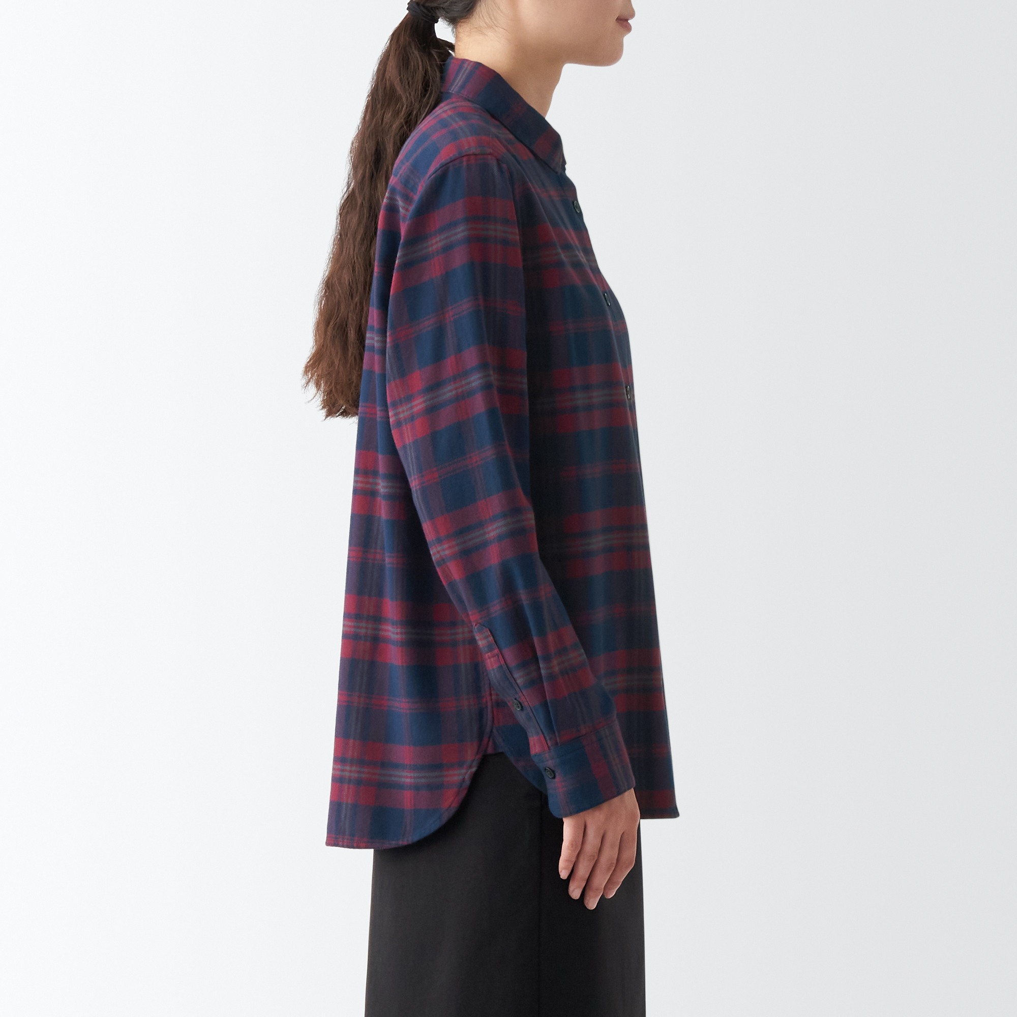 Double-brushed flannel Regular collar Long Sleeve shirt