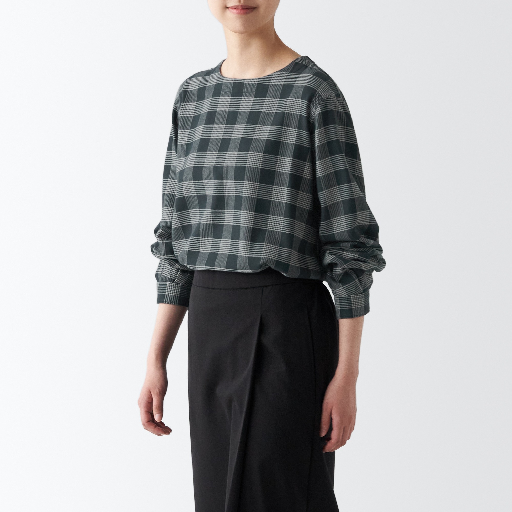 Double-brushed flannel Long Sleeve blouse