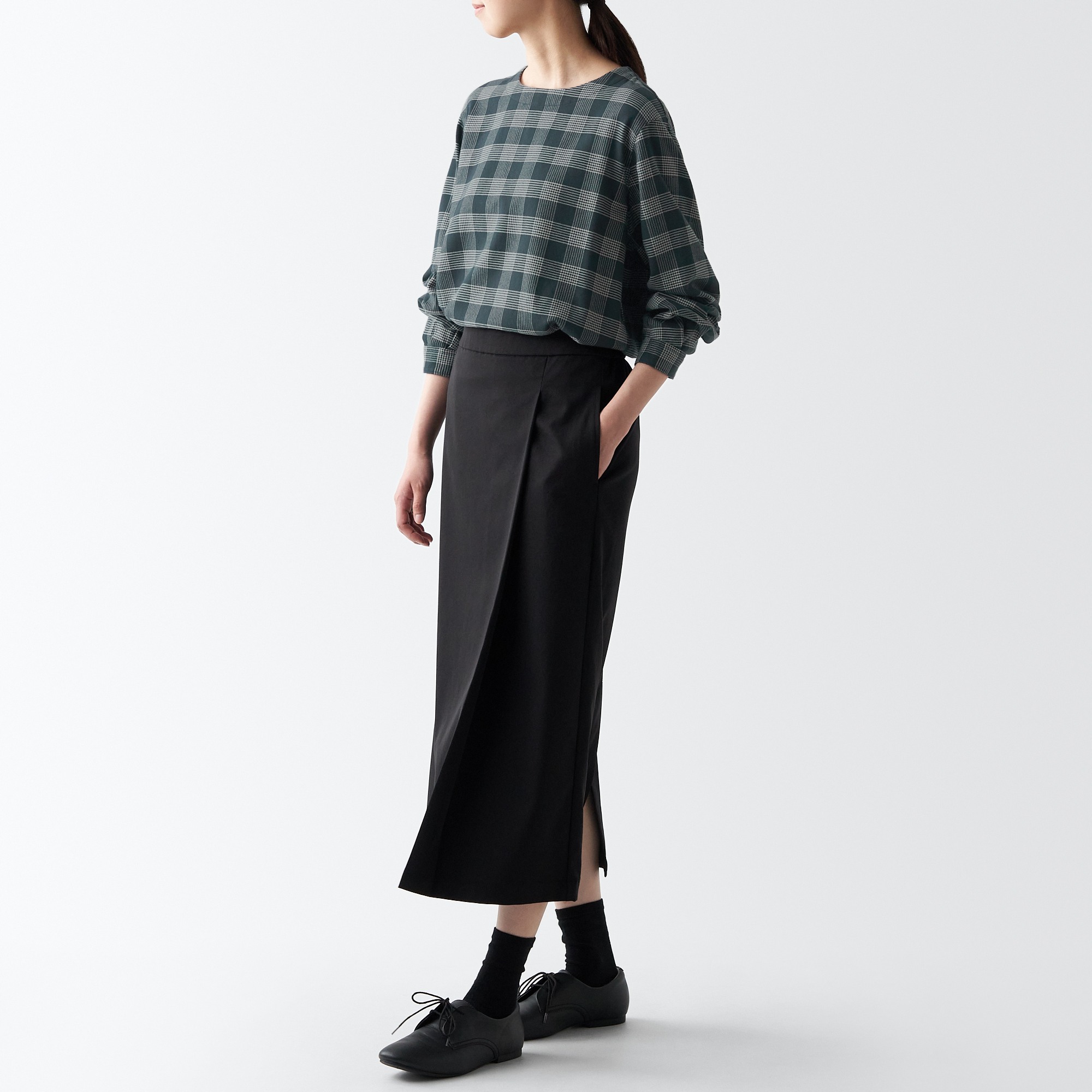 MUJI | Double-brushed flannel Long Sleeve blouse