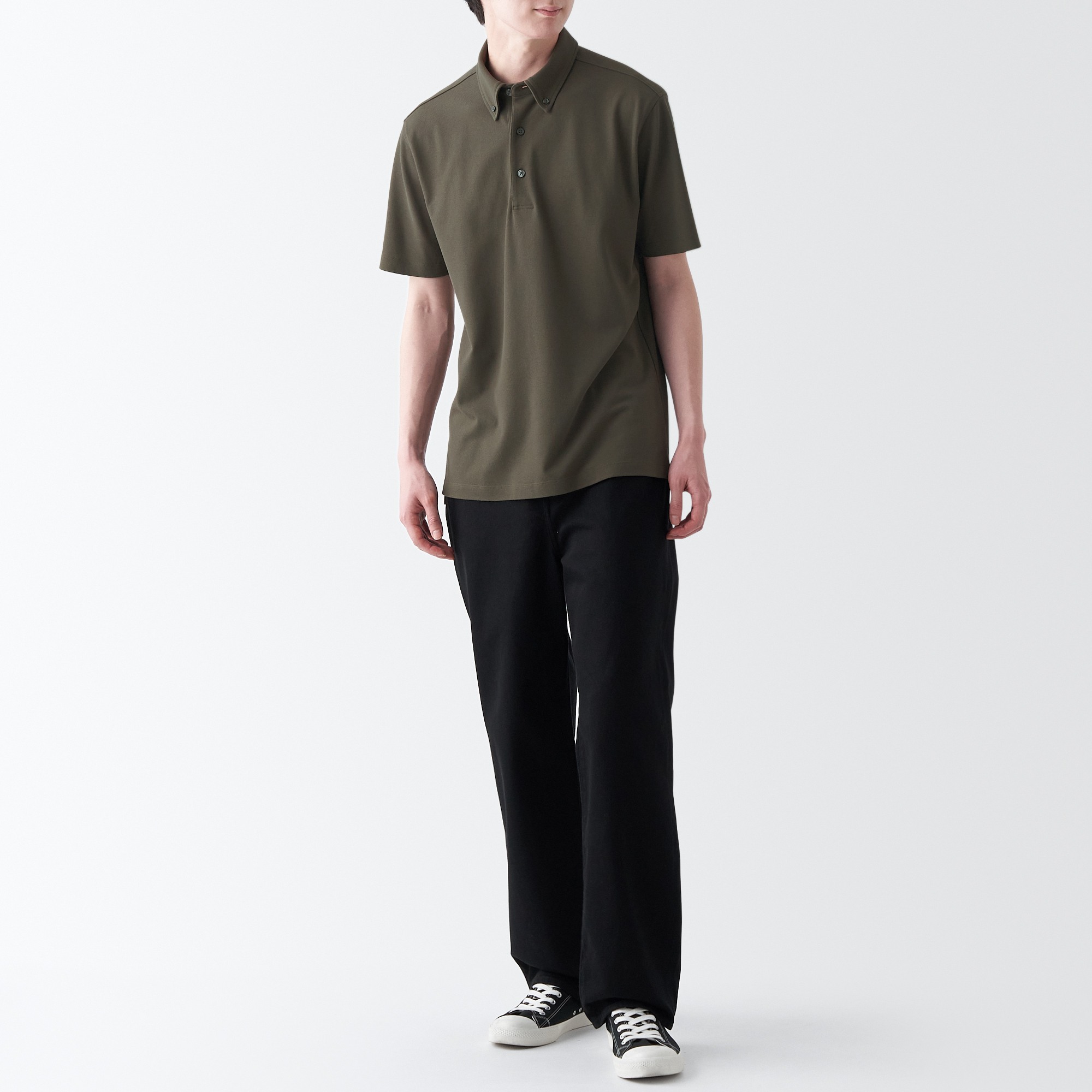 Cool touch pique Short Sleeve Button down polo shirt