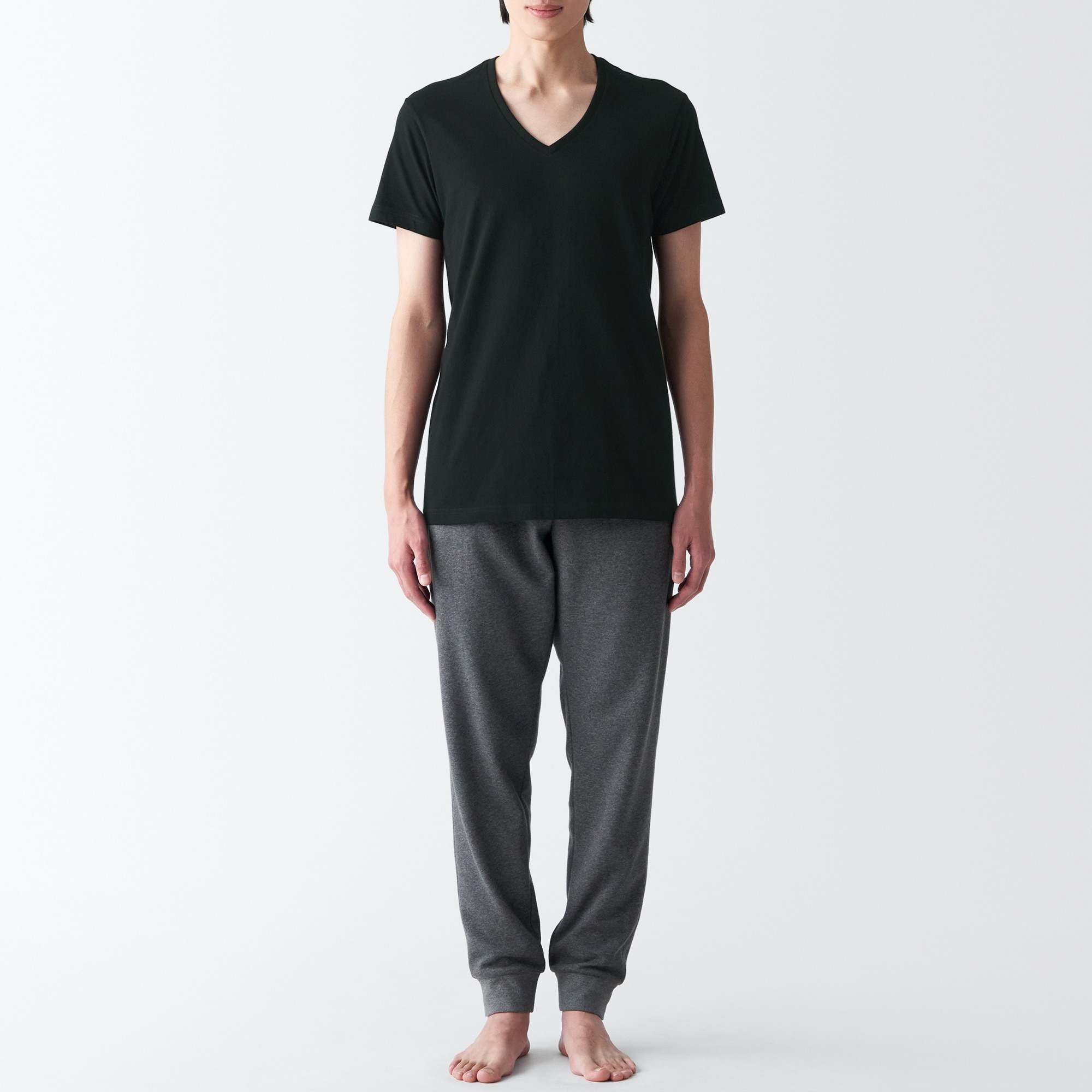 MUJI | Side Seamless jersey V neck T-Shirt