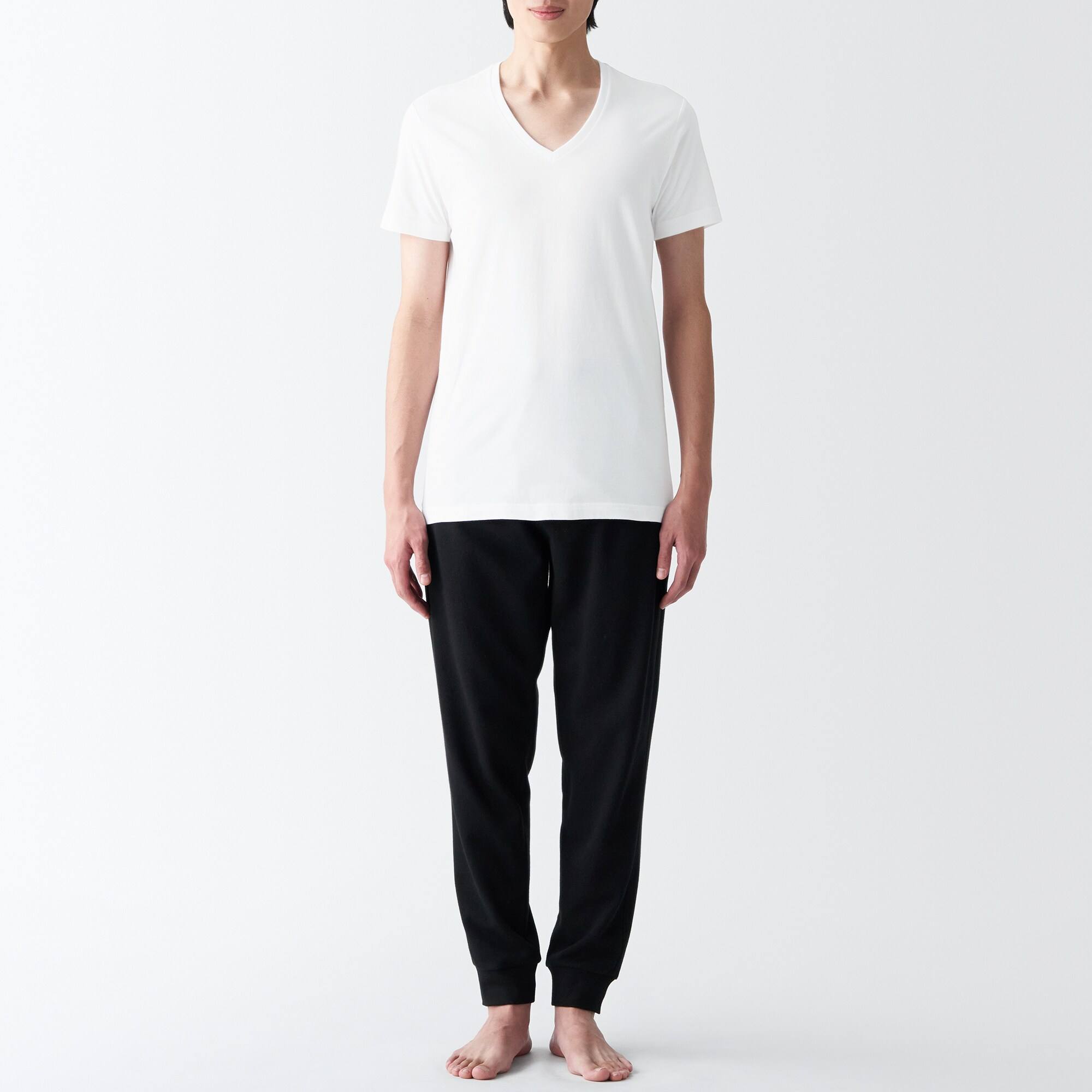 MUJI | Side Seamless jersey V neck T-Shirt