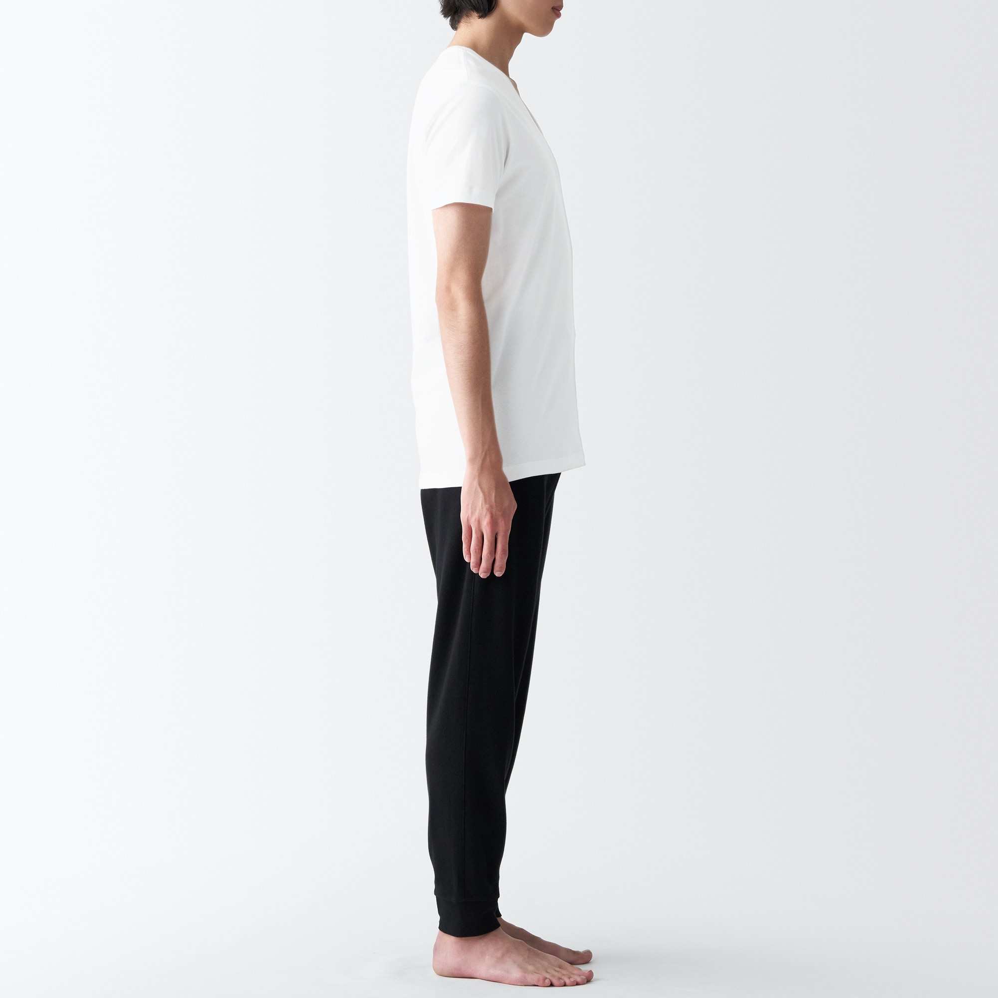MUJI | Side Seamless jersey V neck T-Shirt