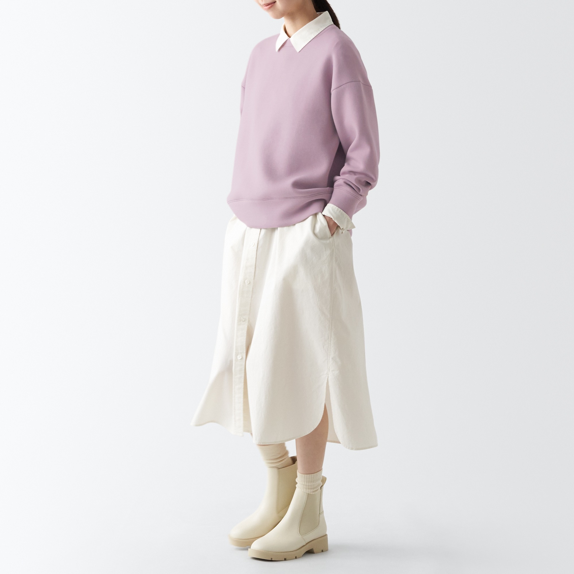 MUJI | Double knitted Sweat Long Sleeve shirt