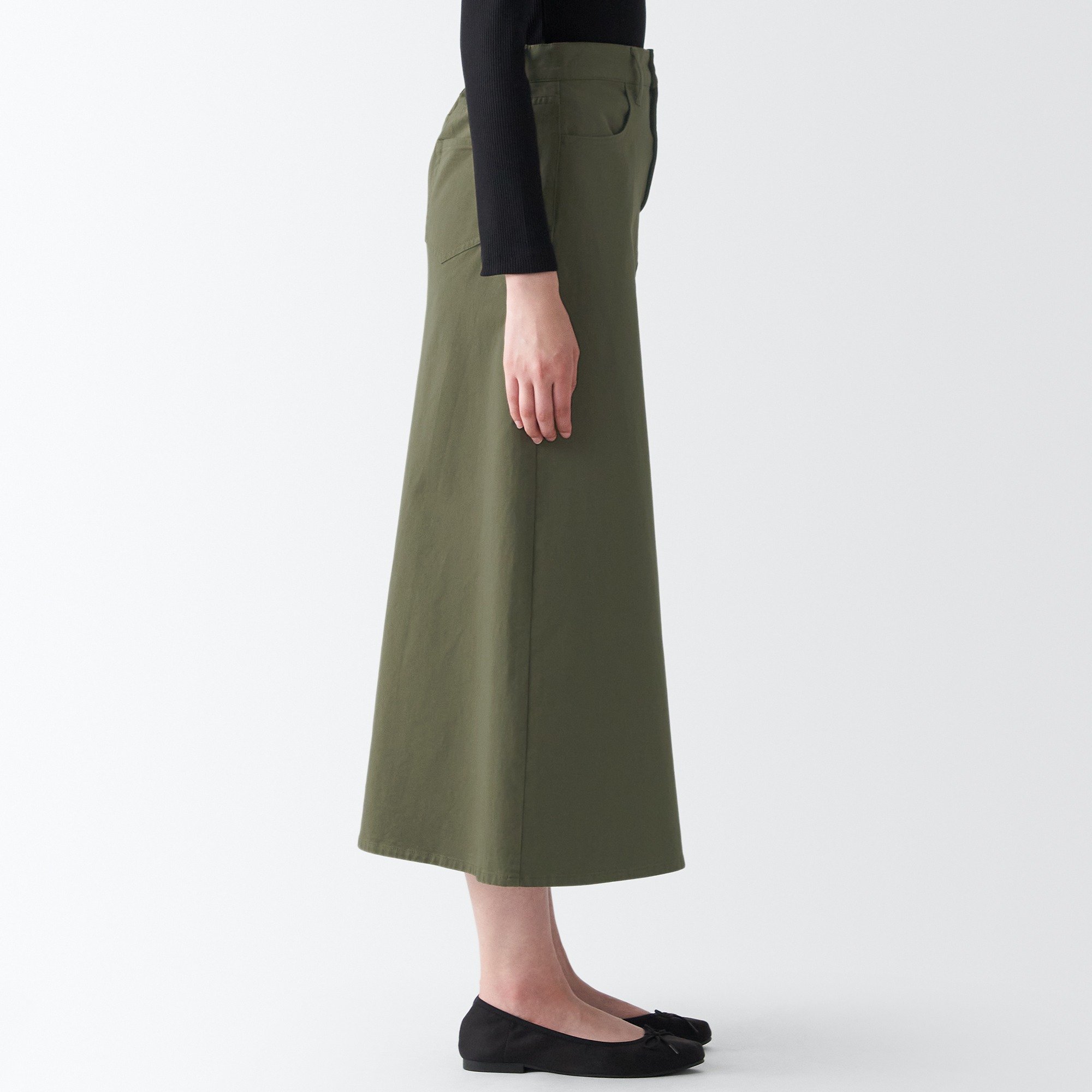 4-Way stretch chino A-line skirt