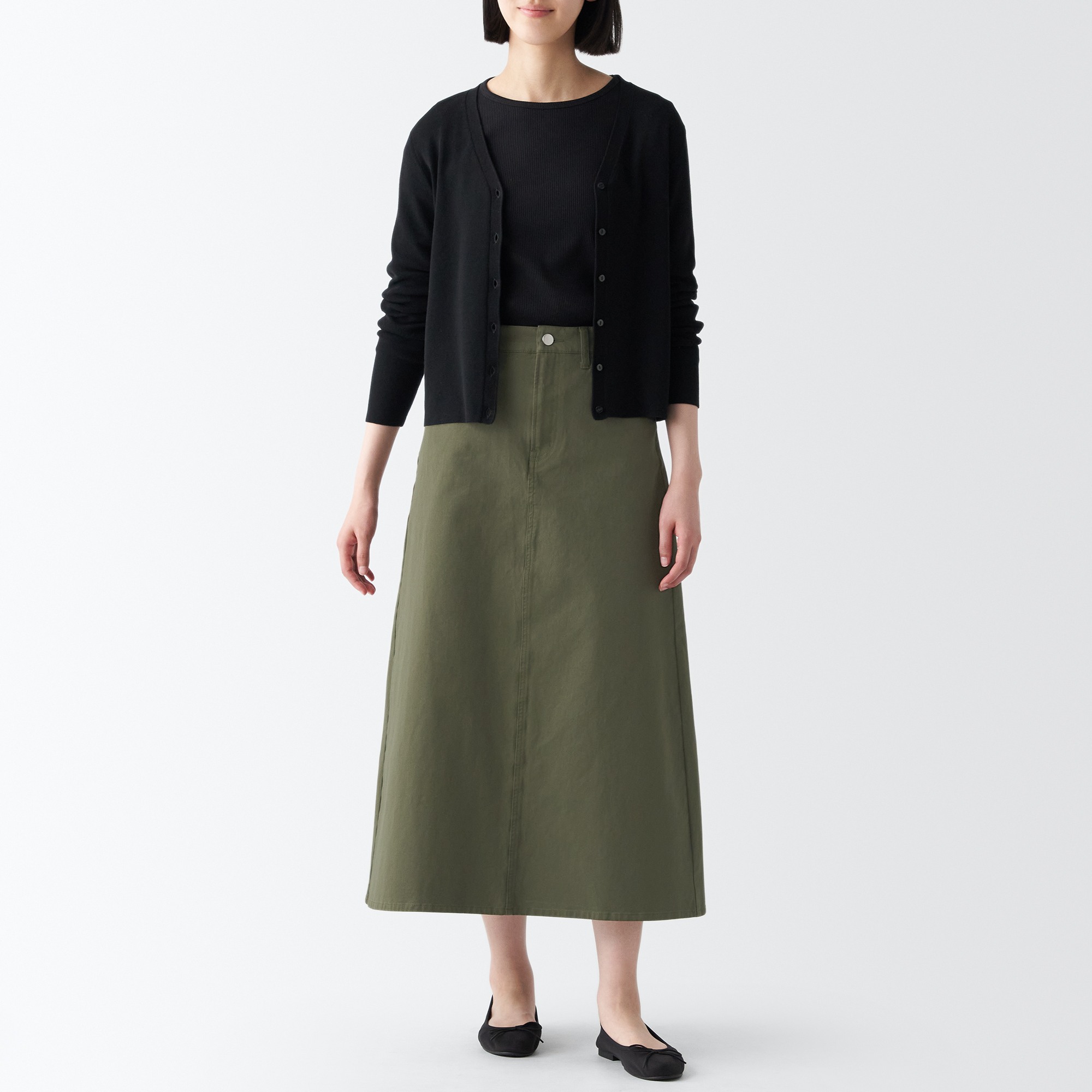 4-Way stretch chino A-line skirt