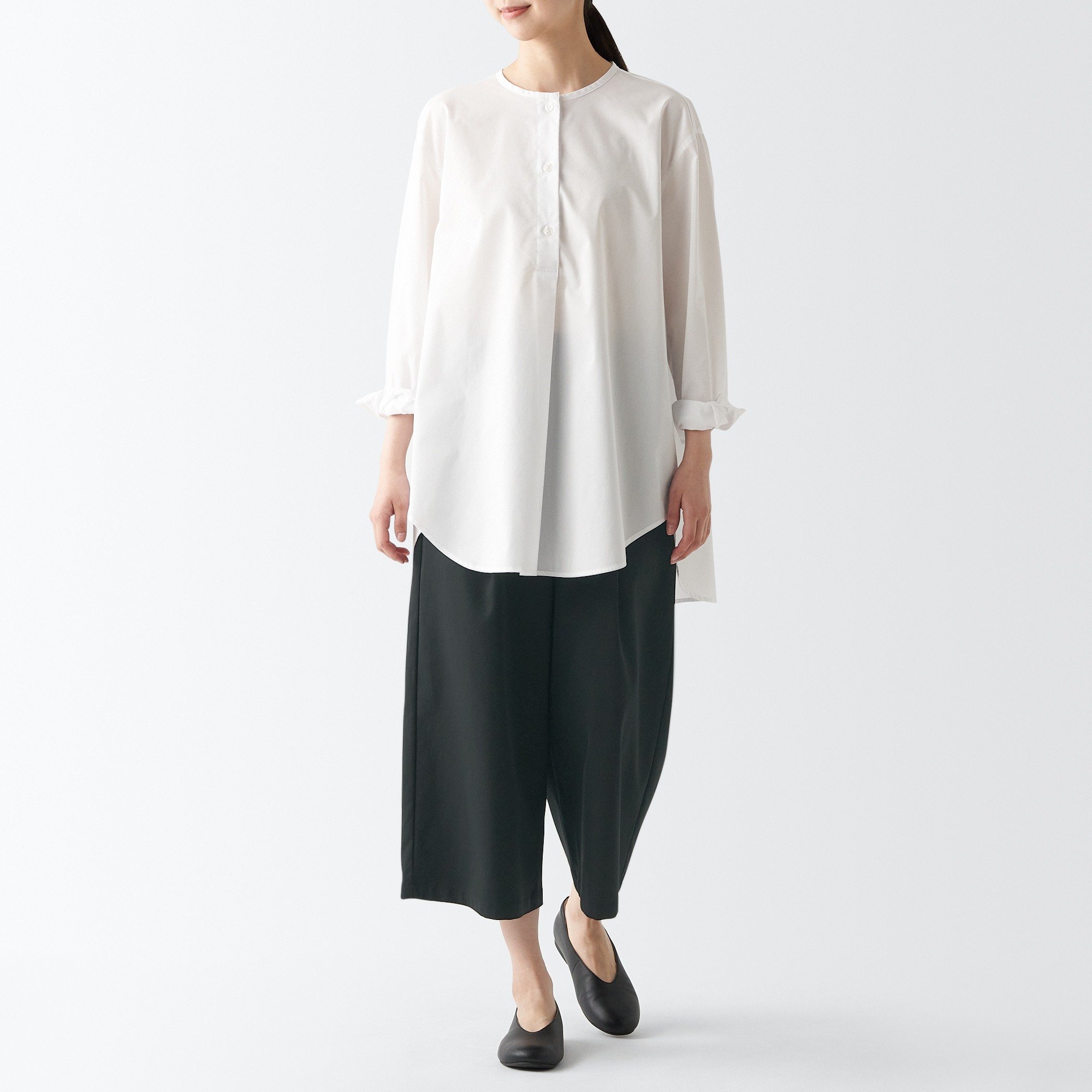 MUJI | Recycled polyester Cropped Wide pants