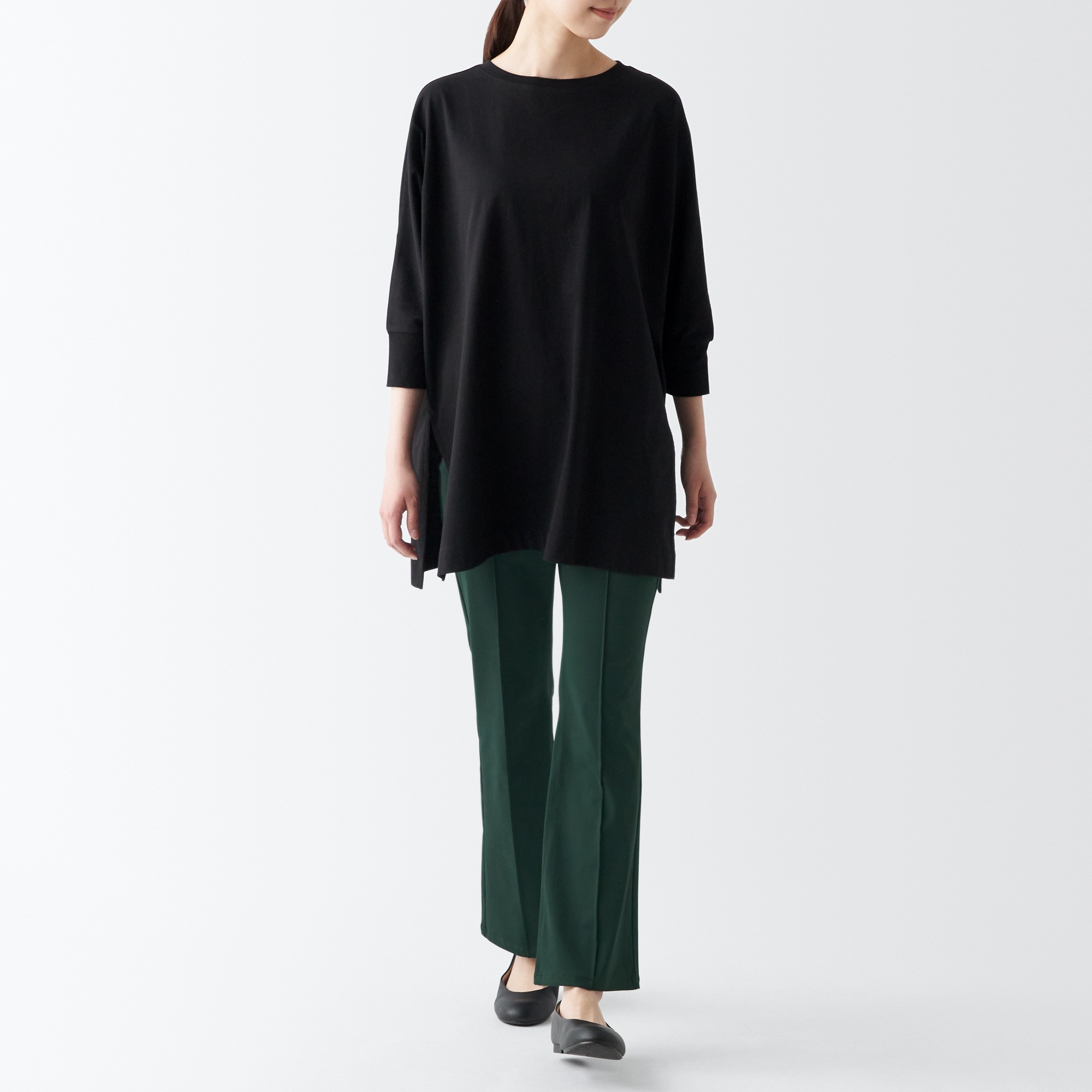 Stretch pin tuck flare Leggings Pants