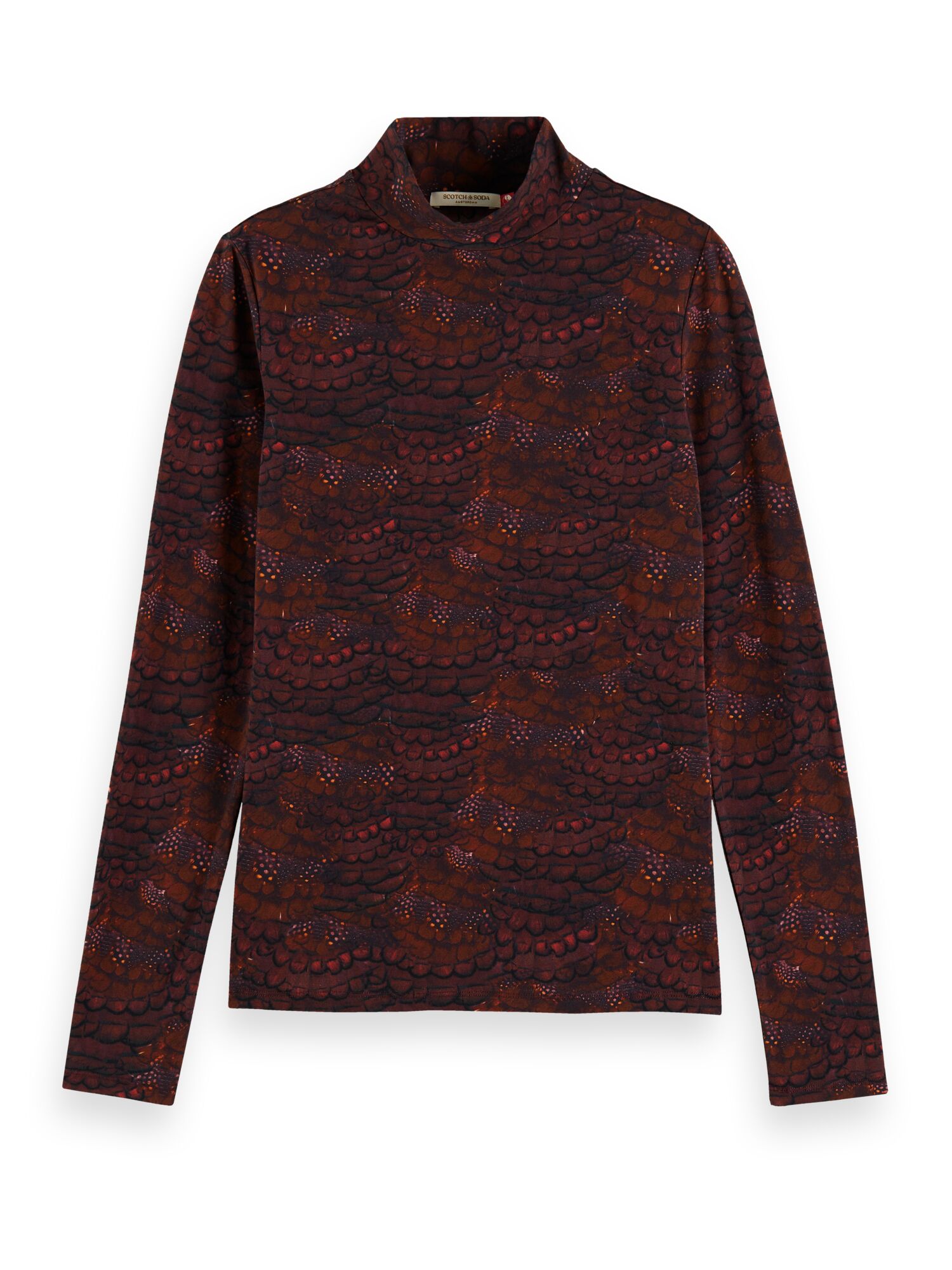 Scotch & Soda All over printed mockneck long sleeved shirt