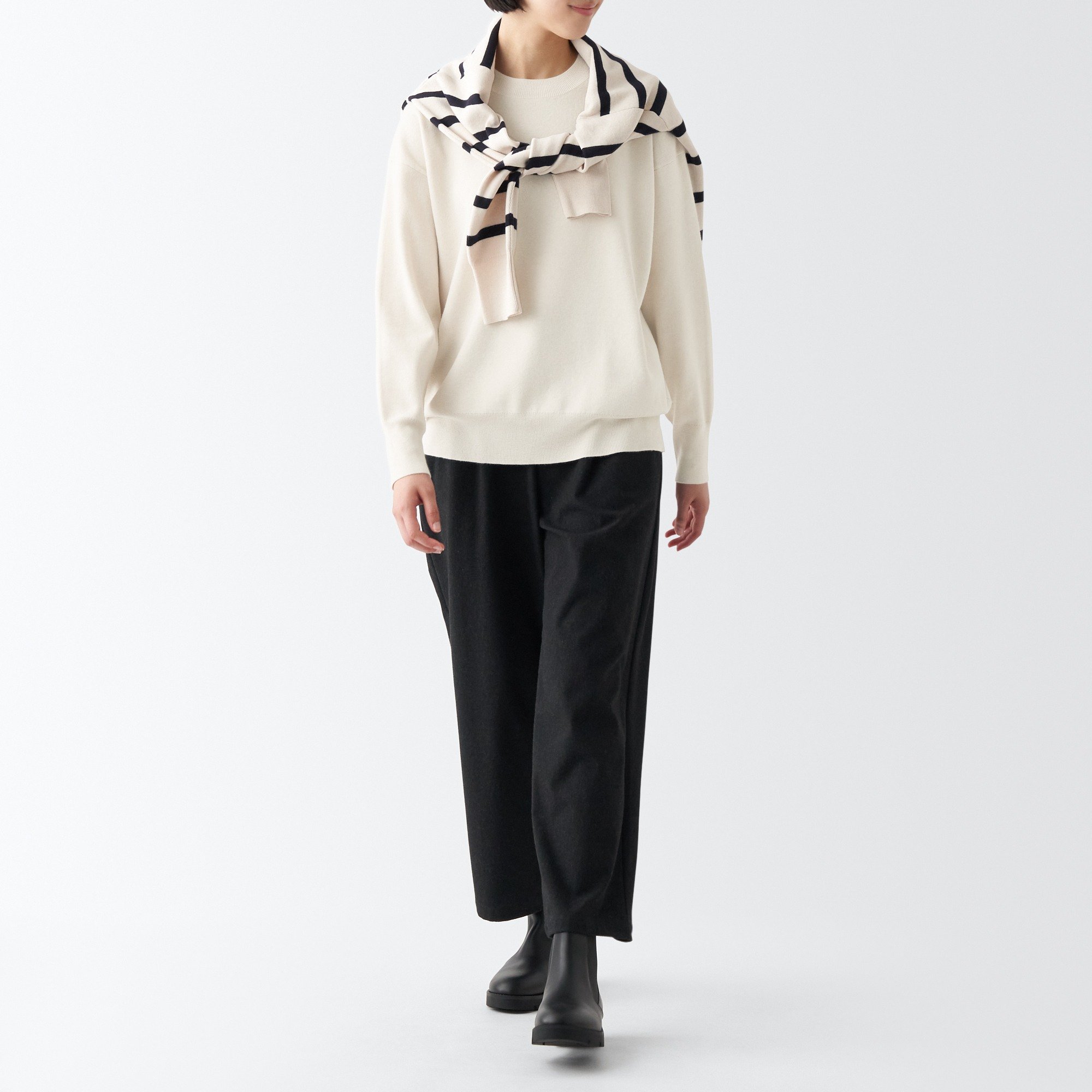 MUJI | Washable milano rib Crew neck sweater