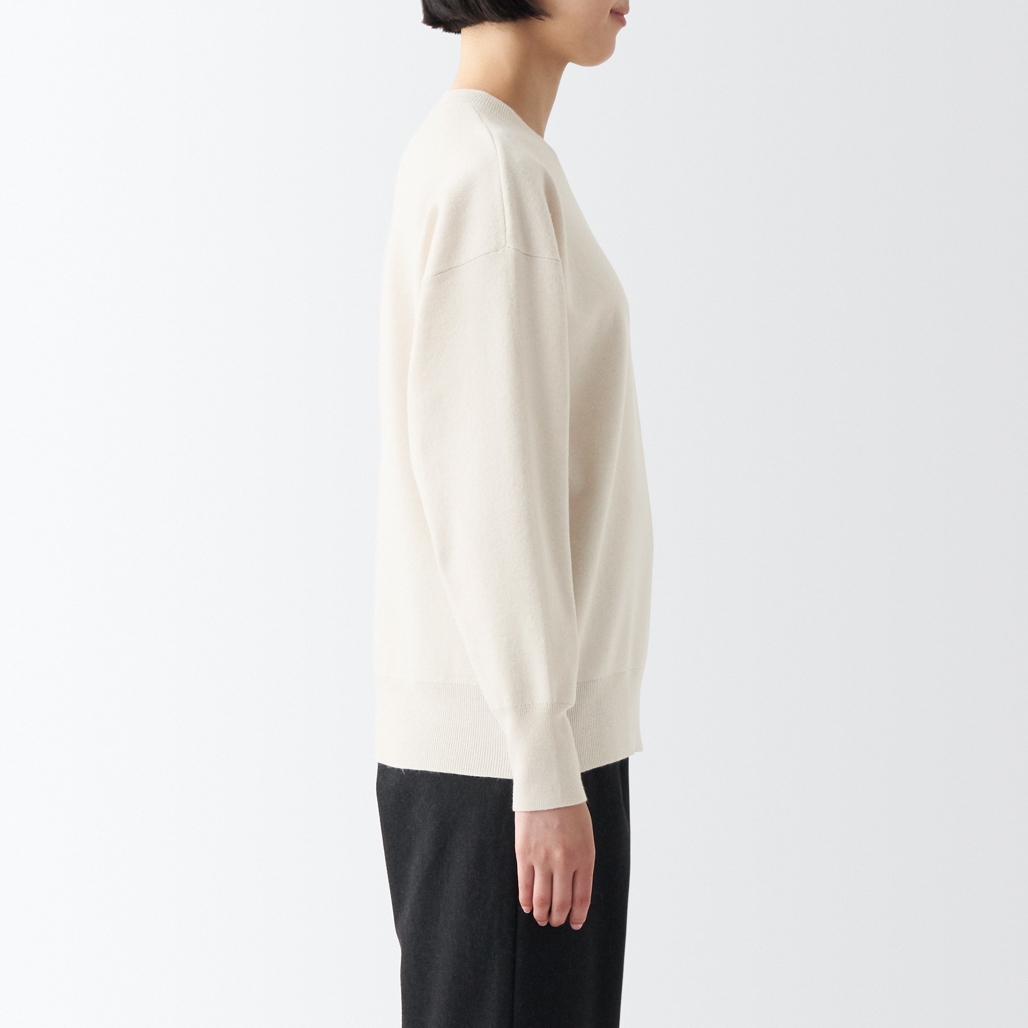 MUJI | Washable milano rib Crew neck sweater