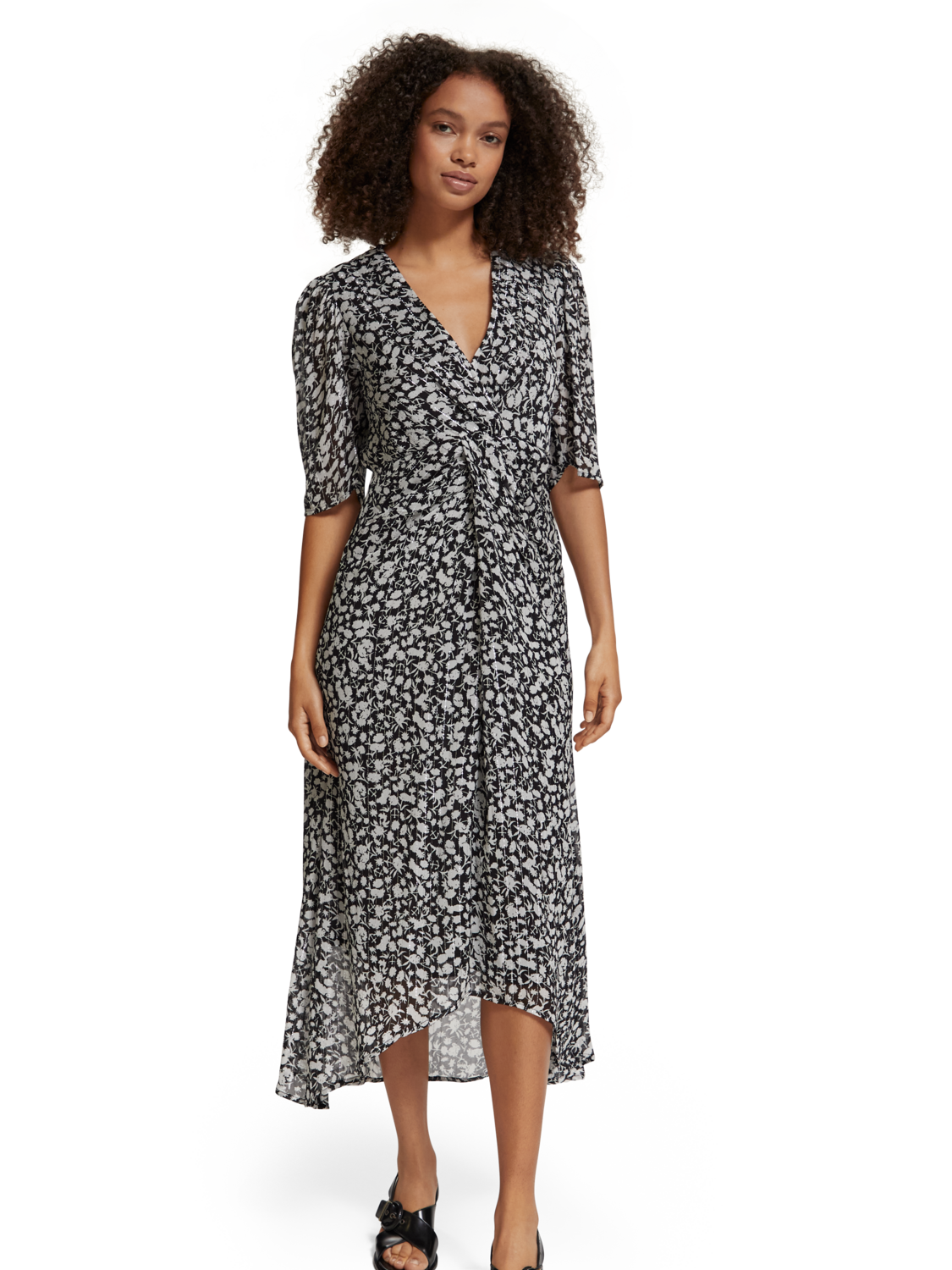 Midi dress with draped knot detail