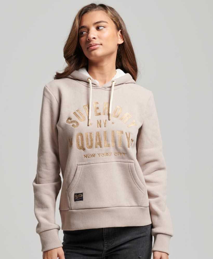LUXE METALLIC LOGO HOODIE