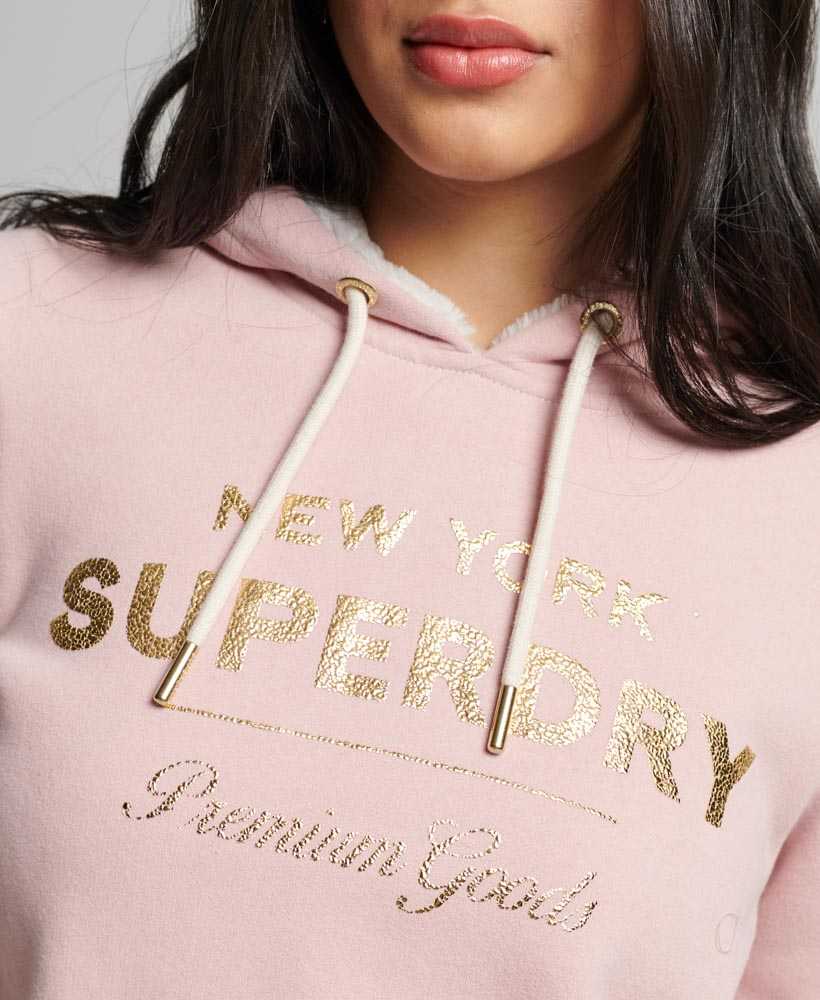 LUXE METALLIC LOGO HOODIE