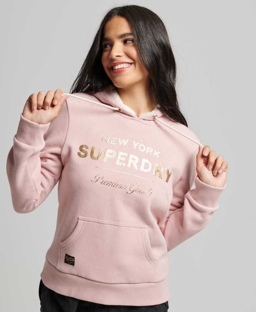 LUXE METALLIC LOGO HOODIE