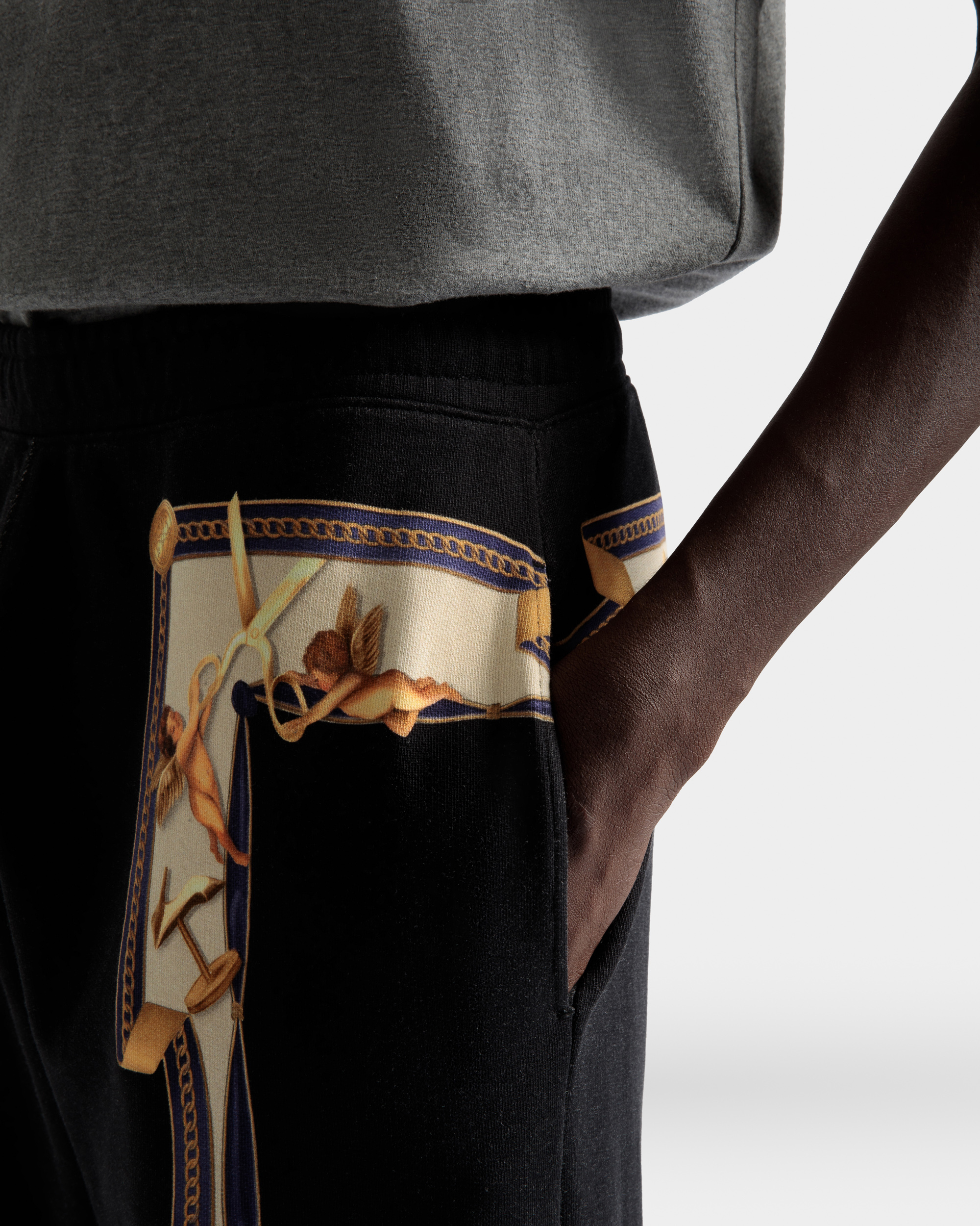 Printed Sweatpants In Black Cotton