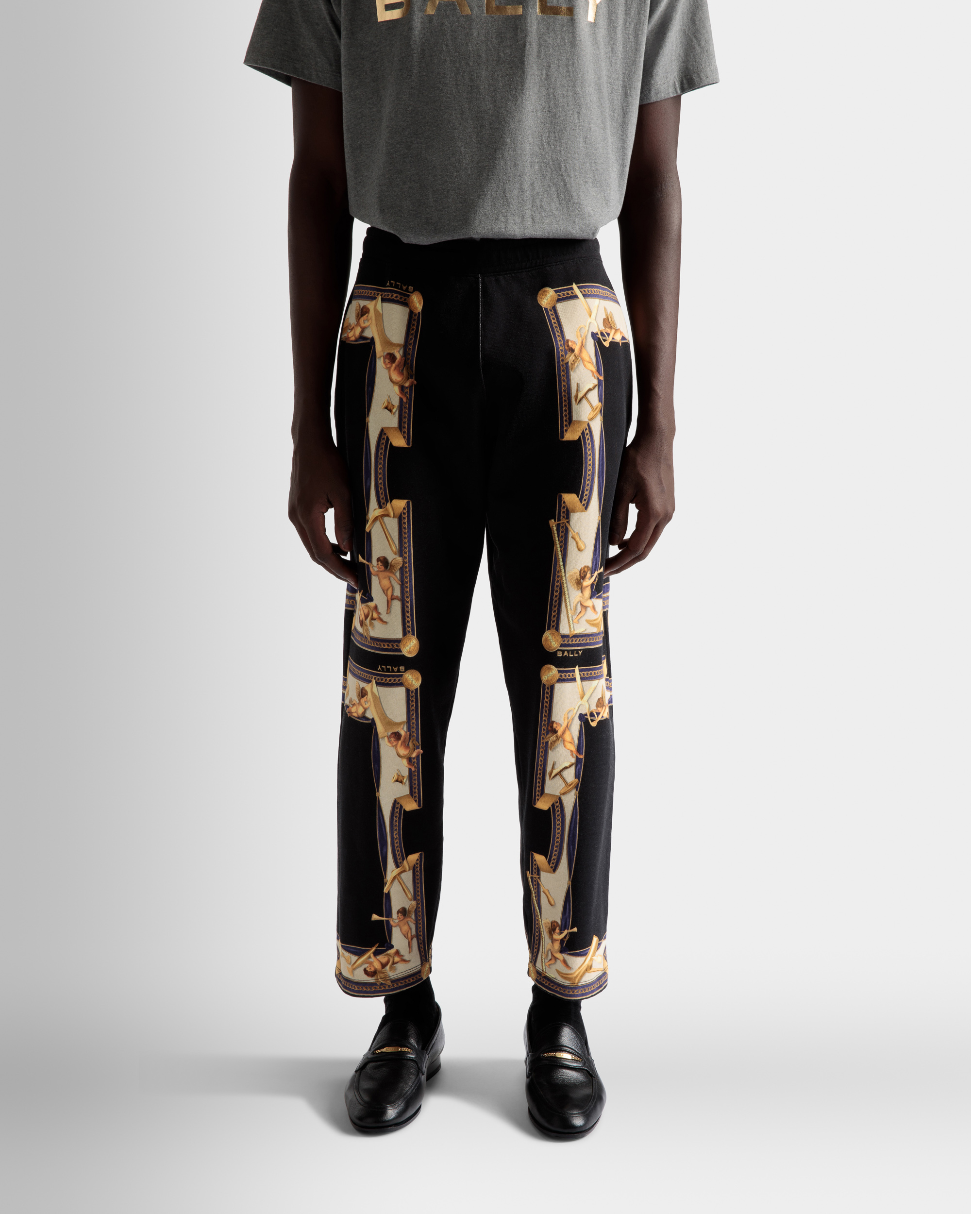 Printed Sweatpants In Black Cotton
