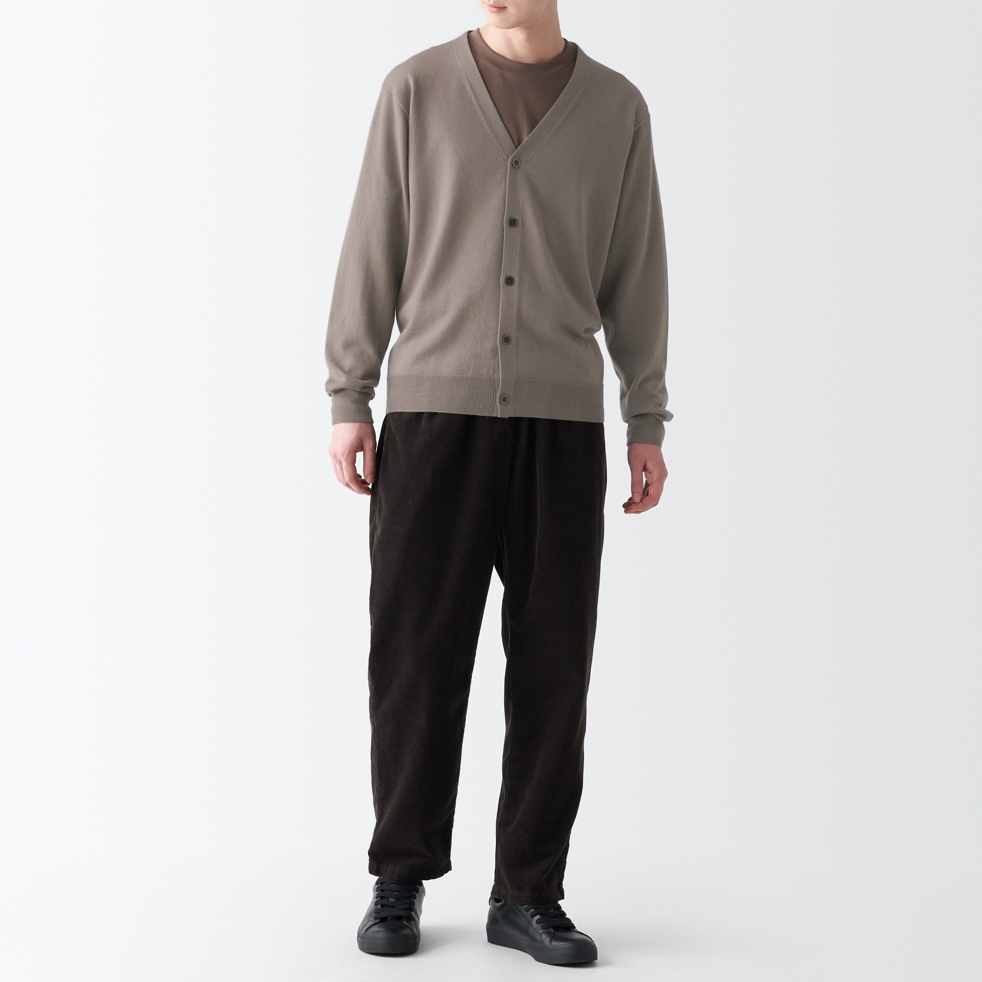 Washable high-gauge V neck cardigan