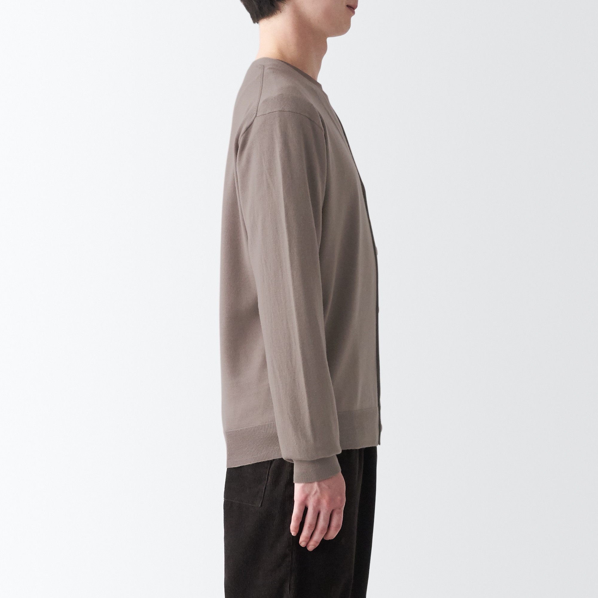 Washable high-gauge V neck cardigan
