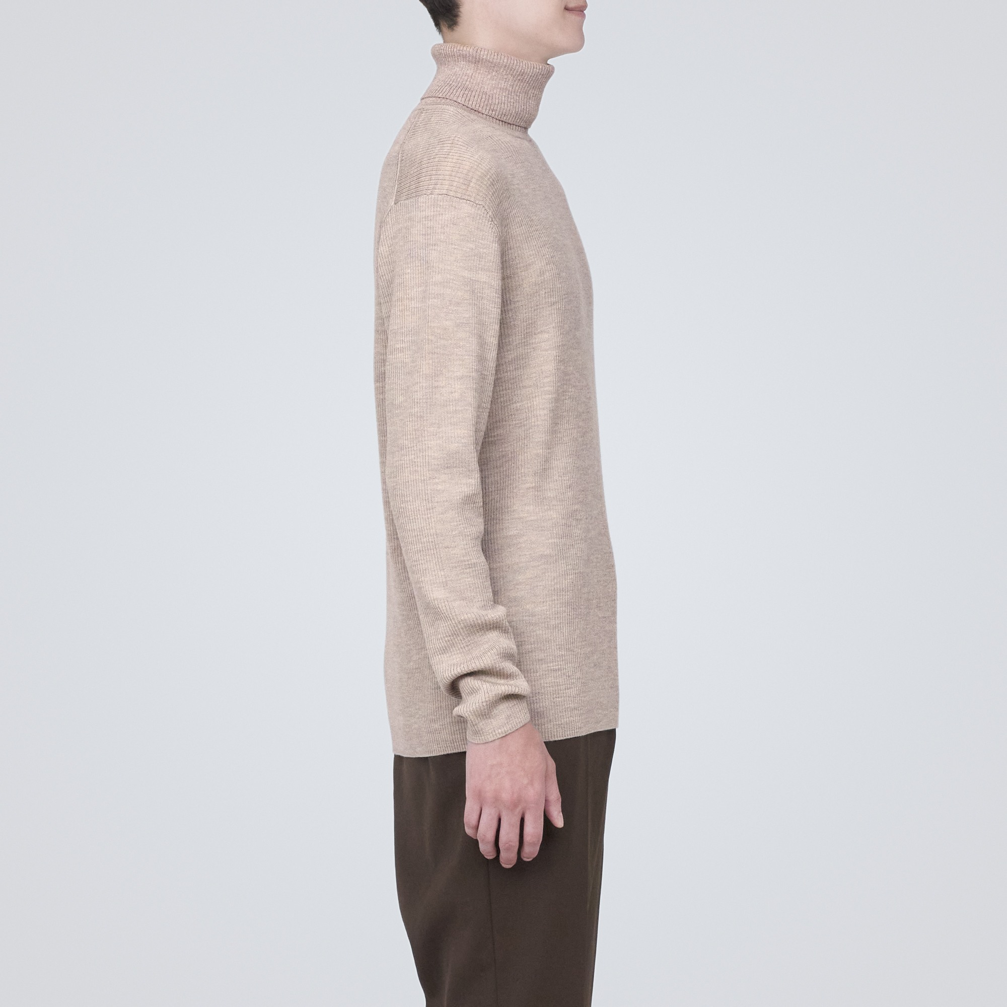 MUJI | Washable high-gauge Turtle neckribbeb sweater