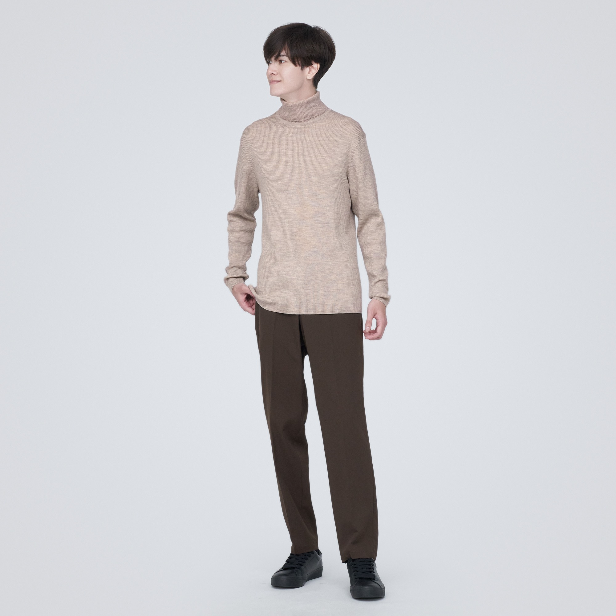 MUJI | Washable high-gauge Turtle neckribbeb sweater