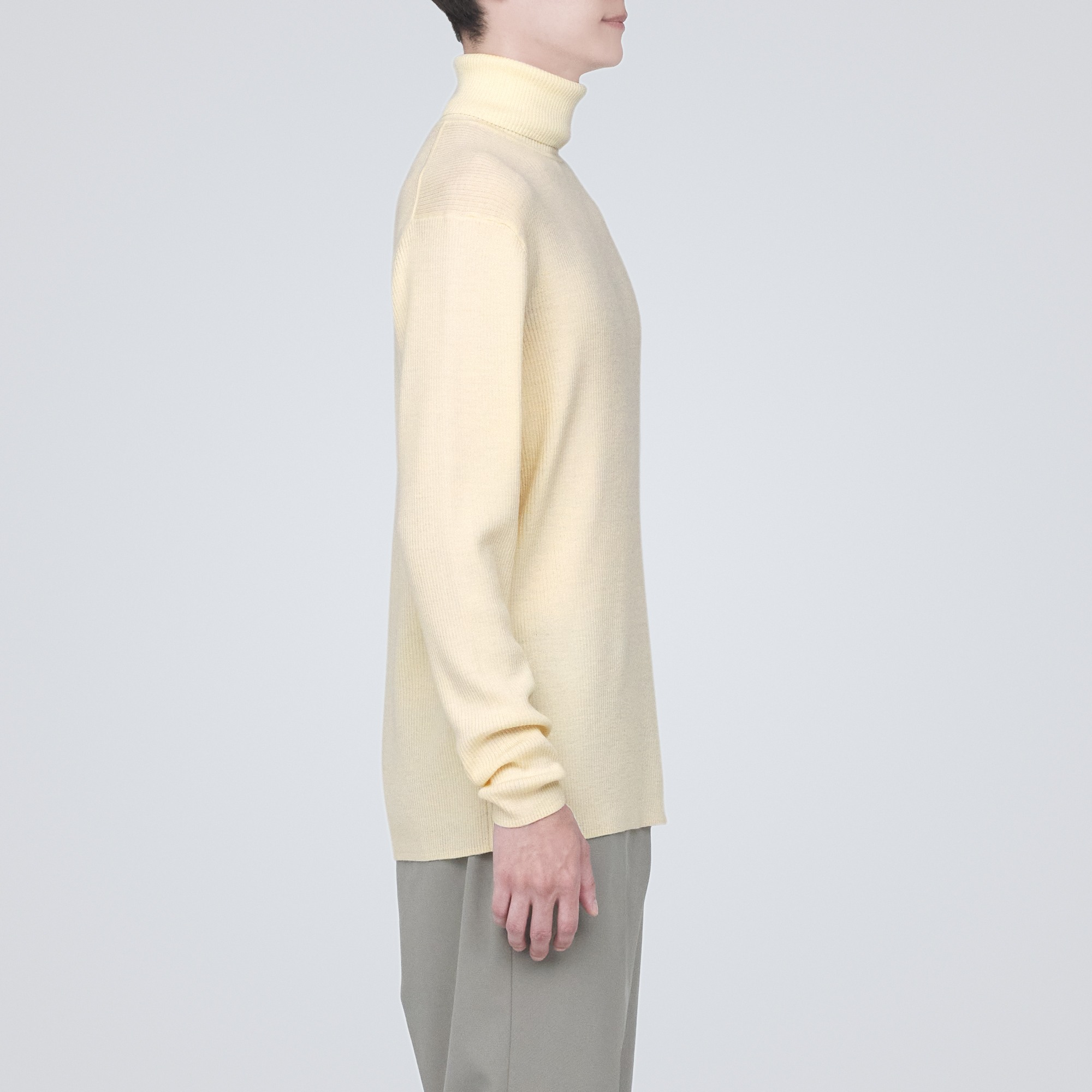MUJI | Washable high-gauge Turtle neckribbeb sweater