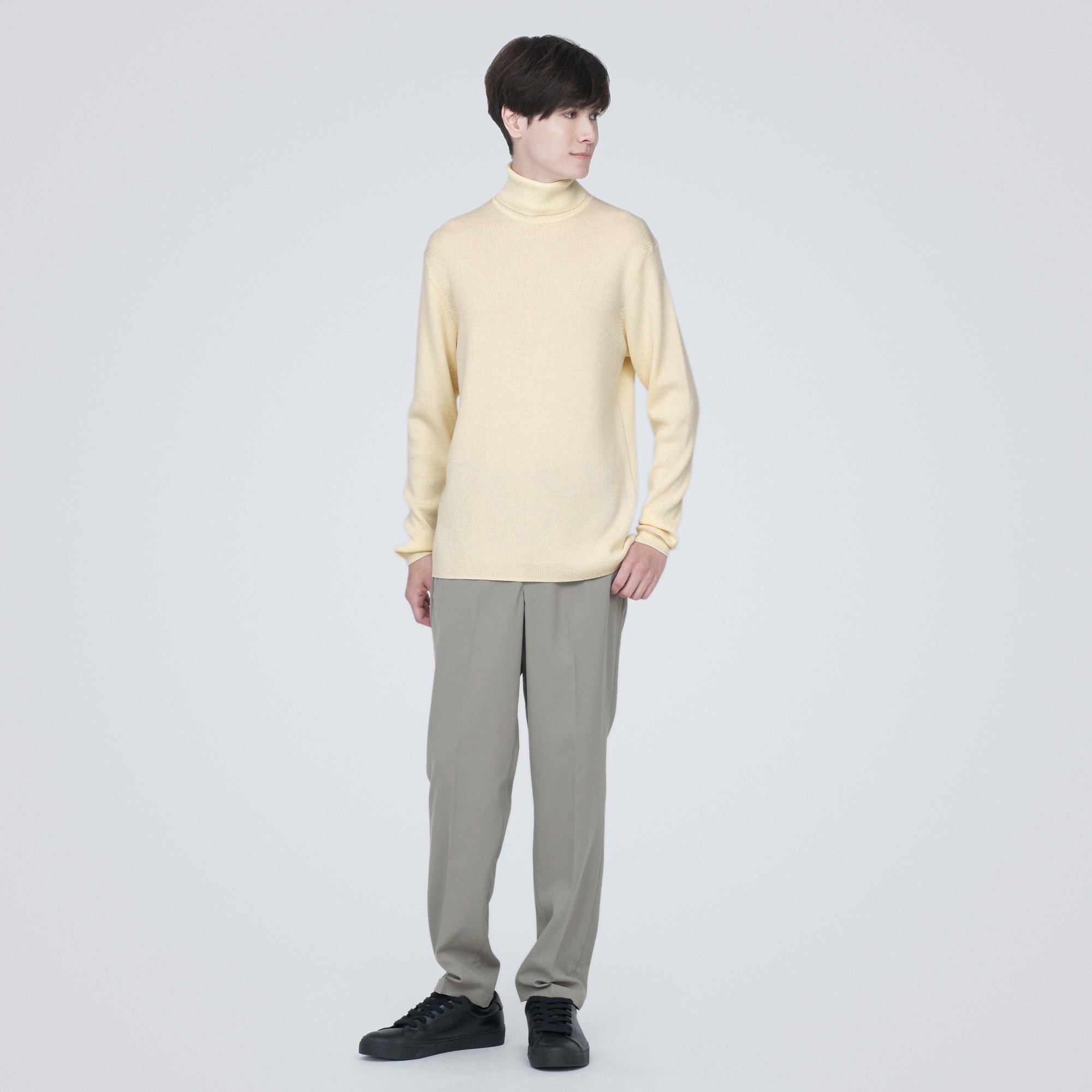 MUJI | Washable high-gauge Turtle neckribbeb sweater