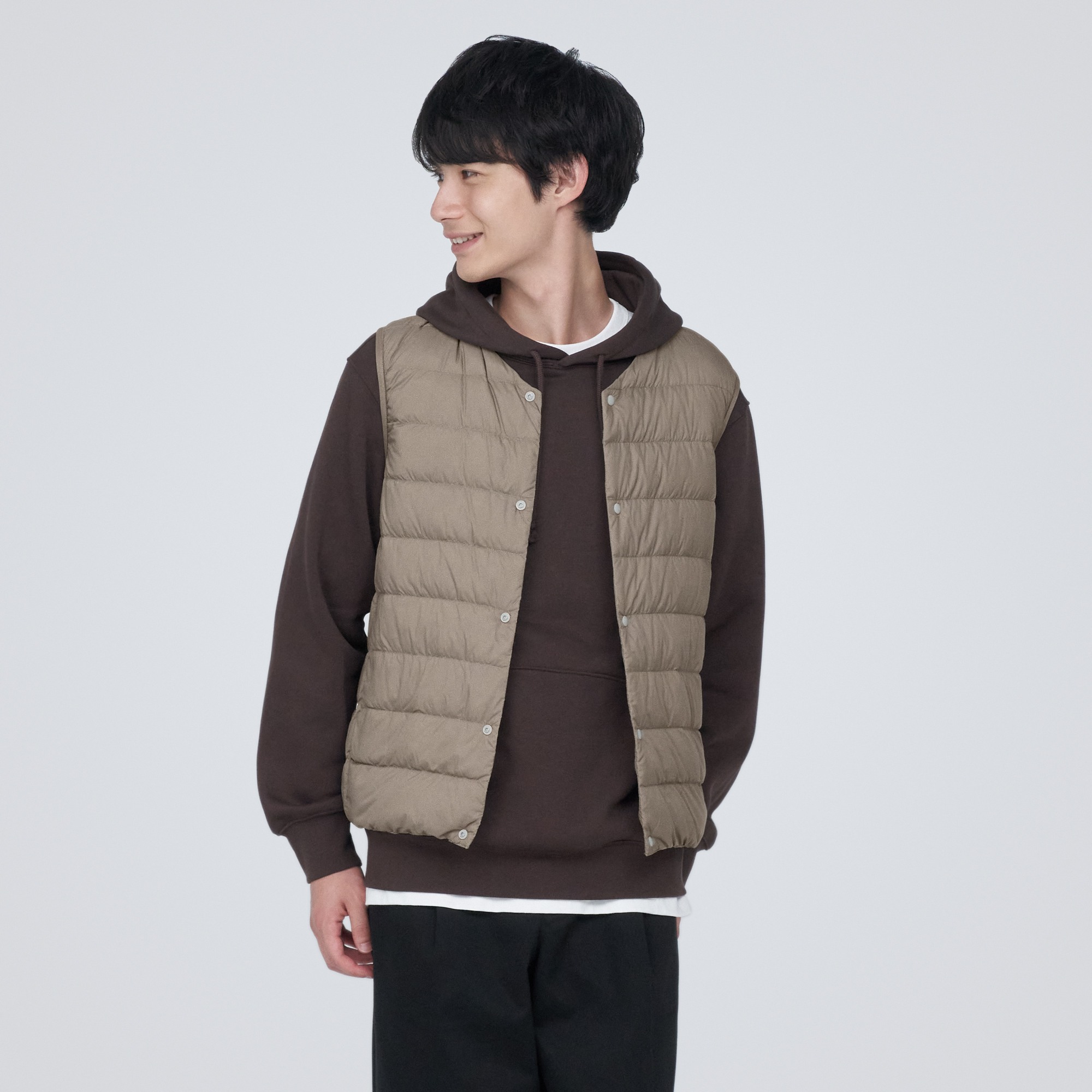 Collarless puffer vest sales