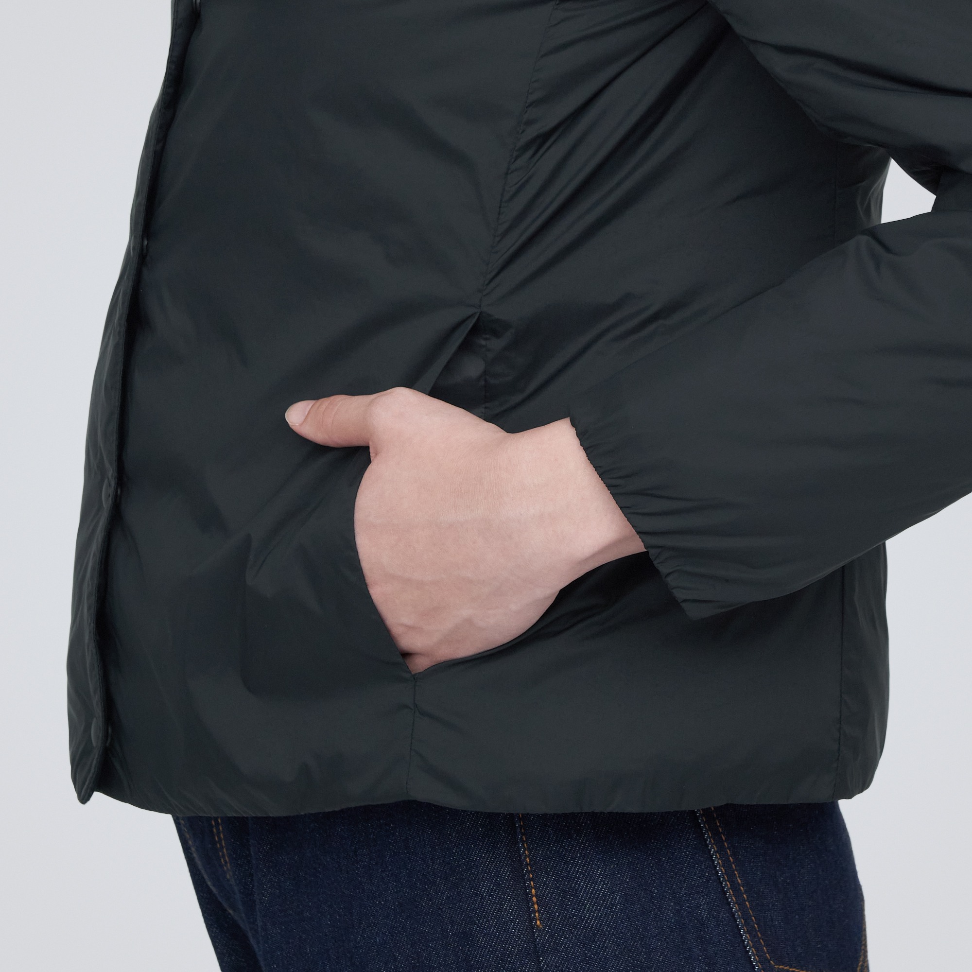 Uniqlo collarless down jacket cheap