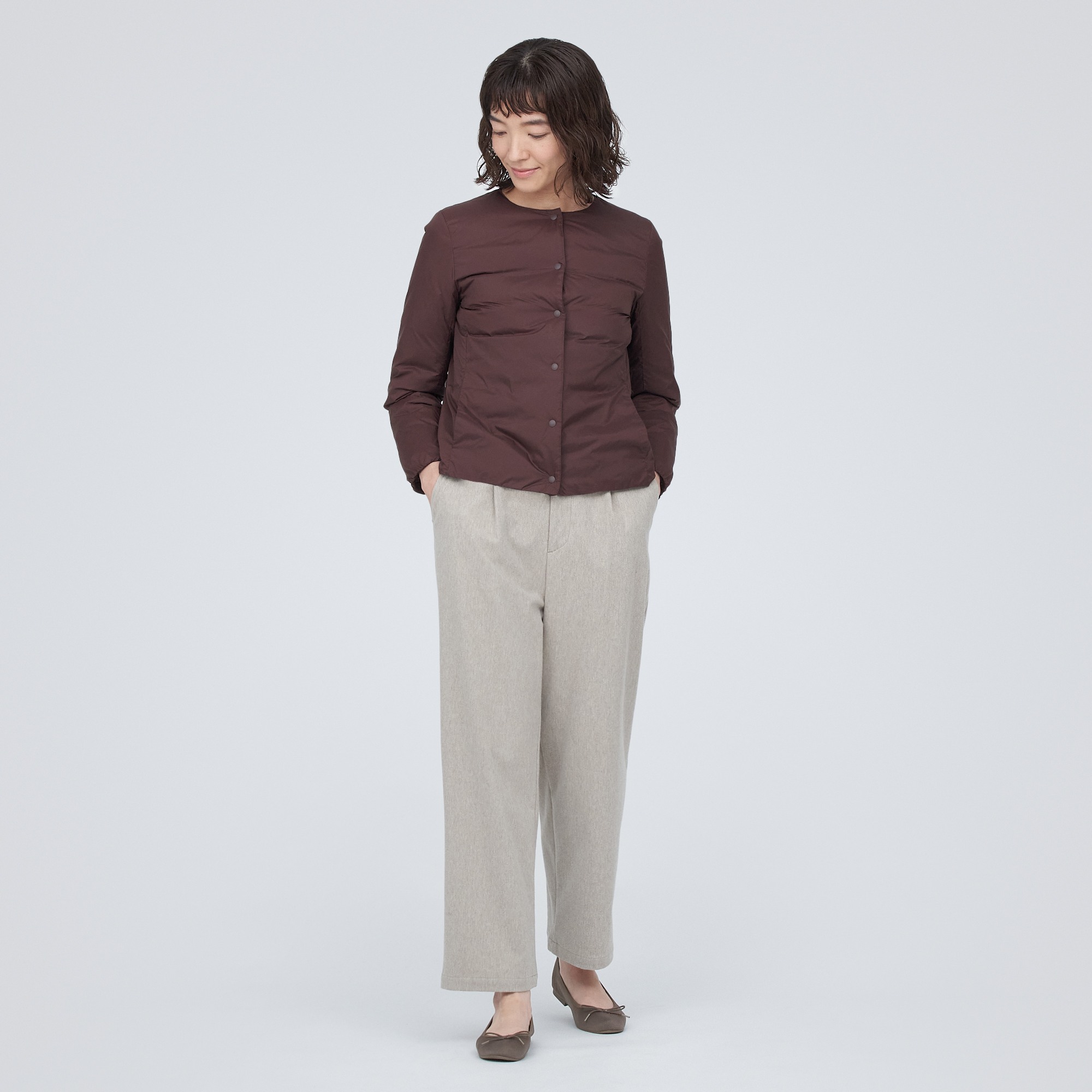 Lightweight Collarless Down jacket