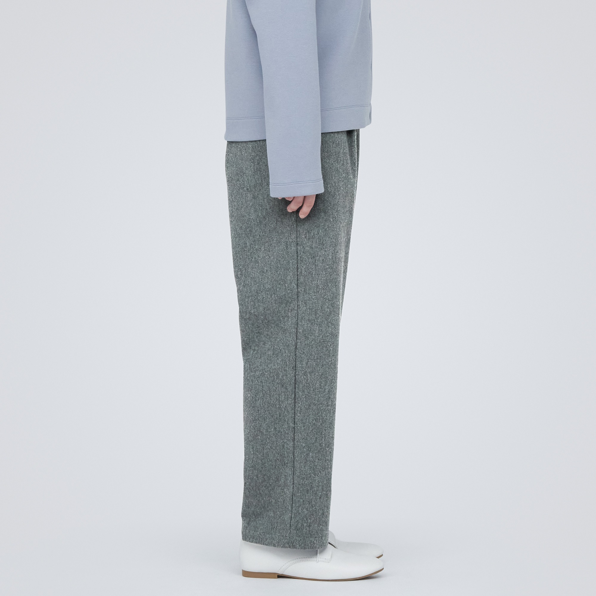MUJI | Stretch brushed Tuck wide pants