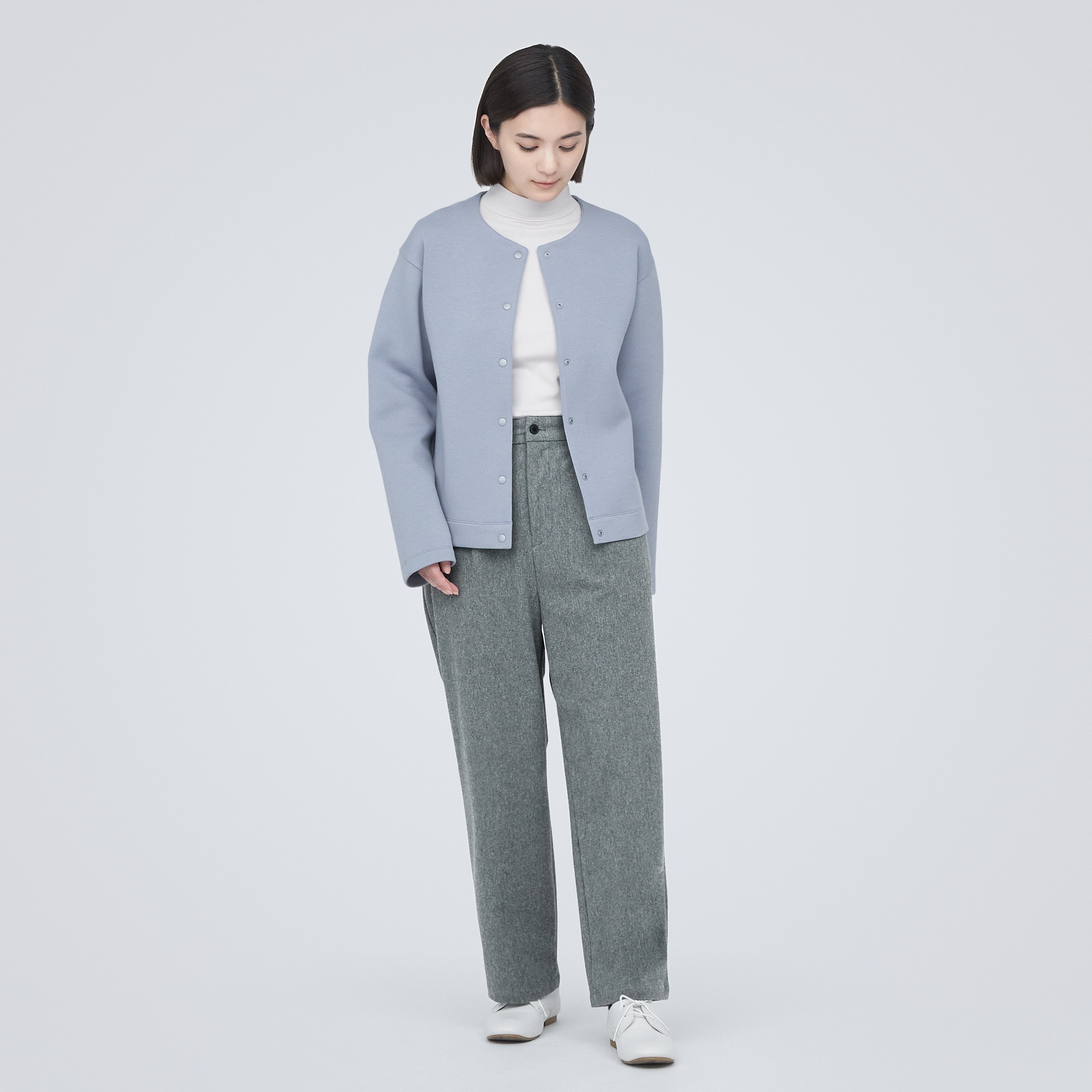 MUJI | Stretch brushed Tuck wide pants